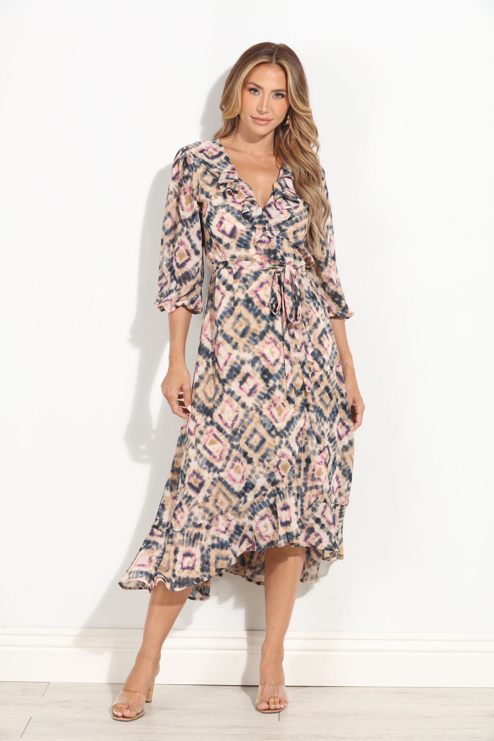 Nova Chiffon Ruffle Wrap Dress