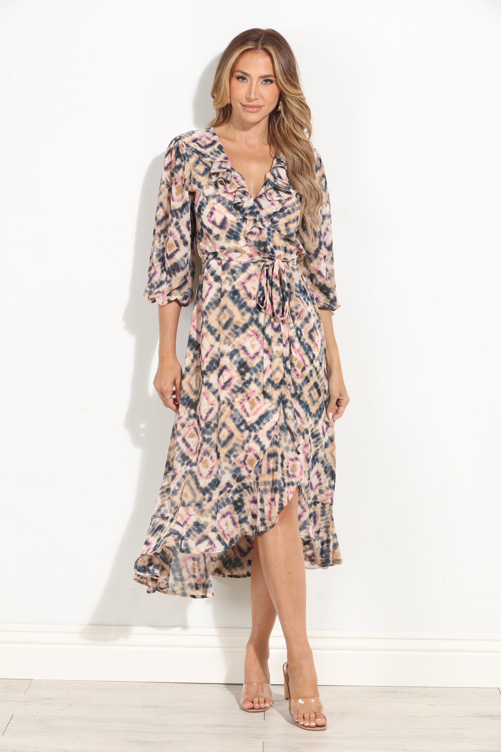 Nova Chiffon Ruffle Wrap Dress