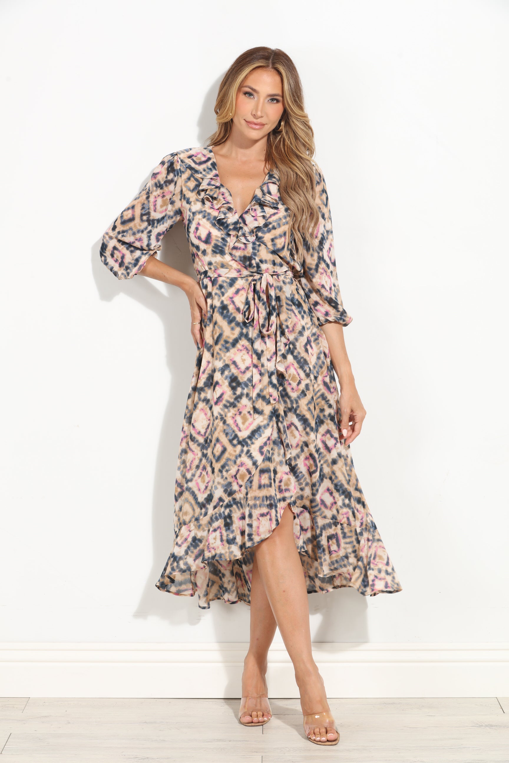 Nova Chiffon Ruffle Wrap Dress