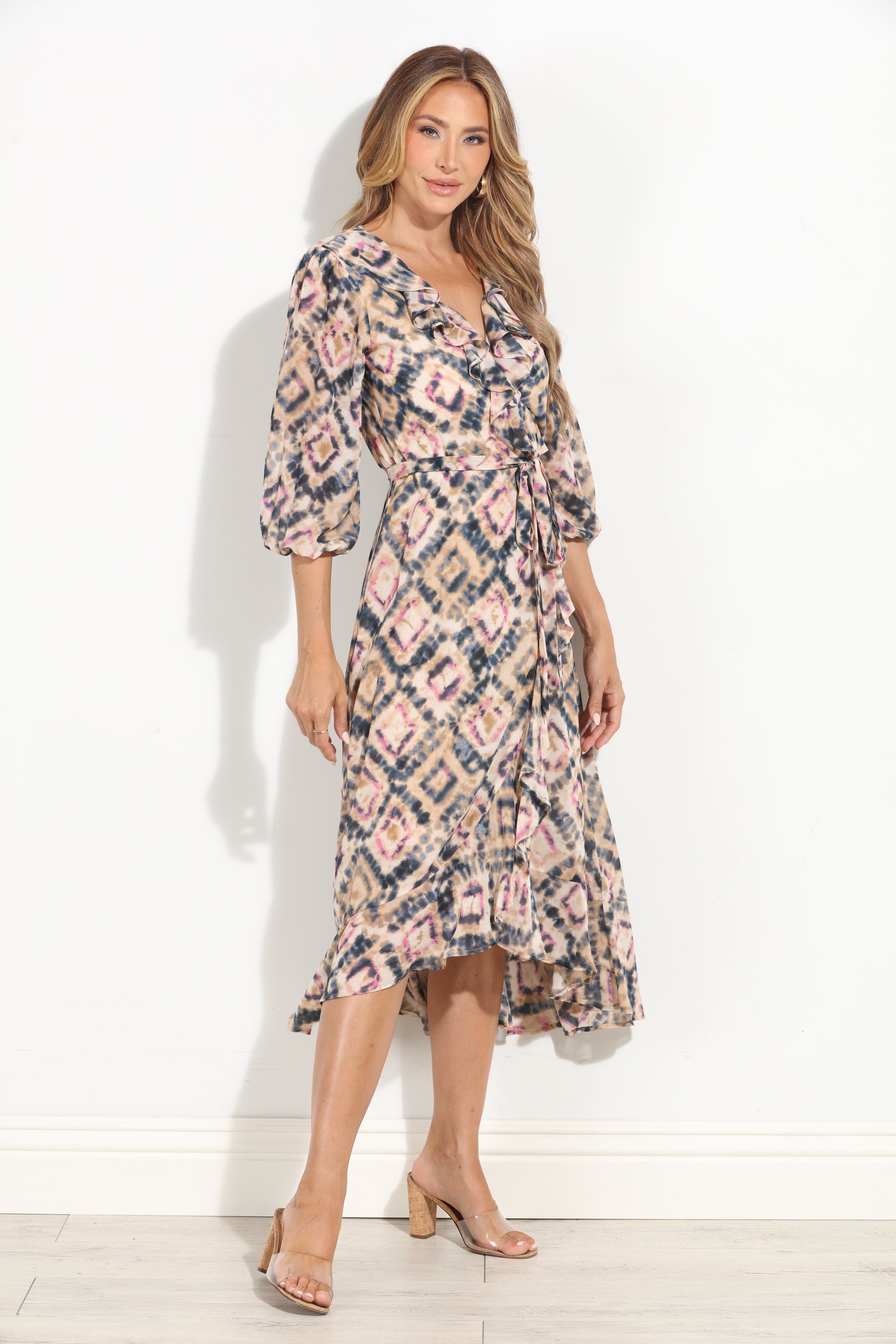 Nova Chiffon Ruffle Wrap Dress