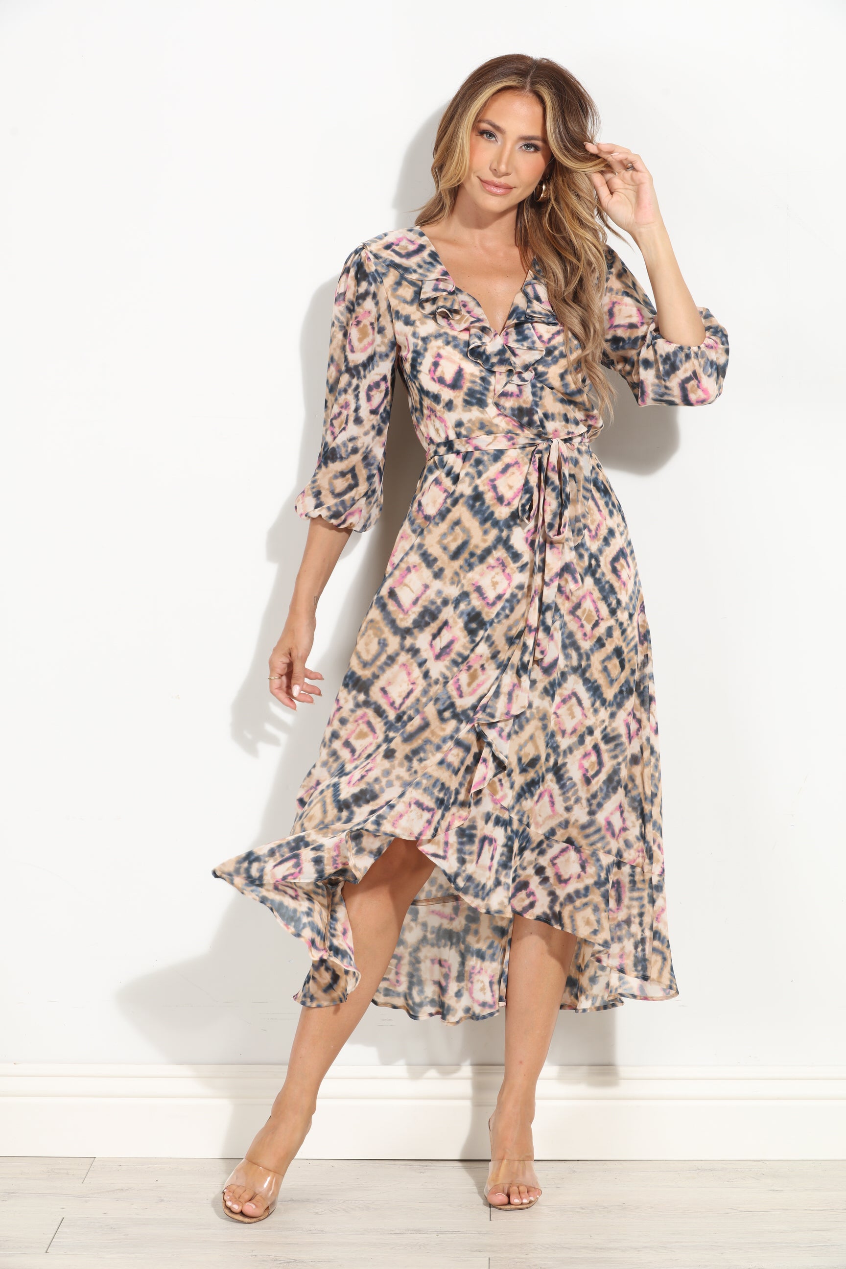 Nova Chiffon Ruffle Wrap Dress