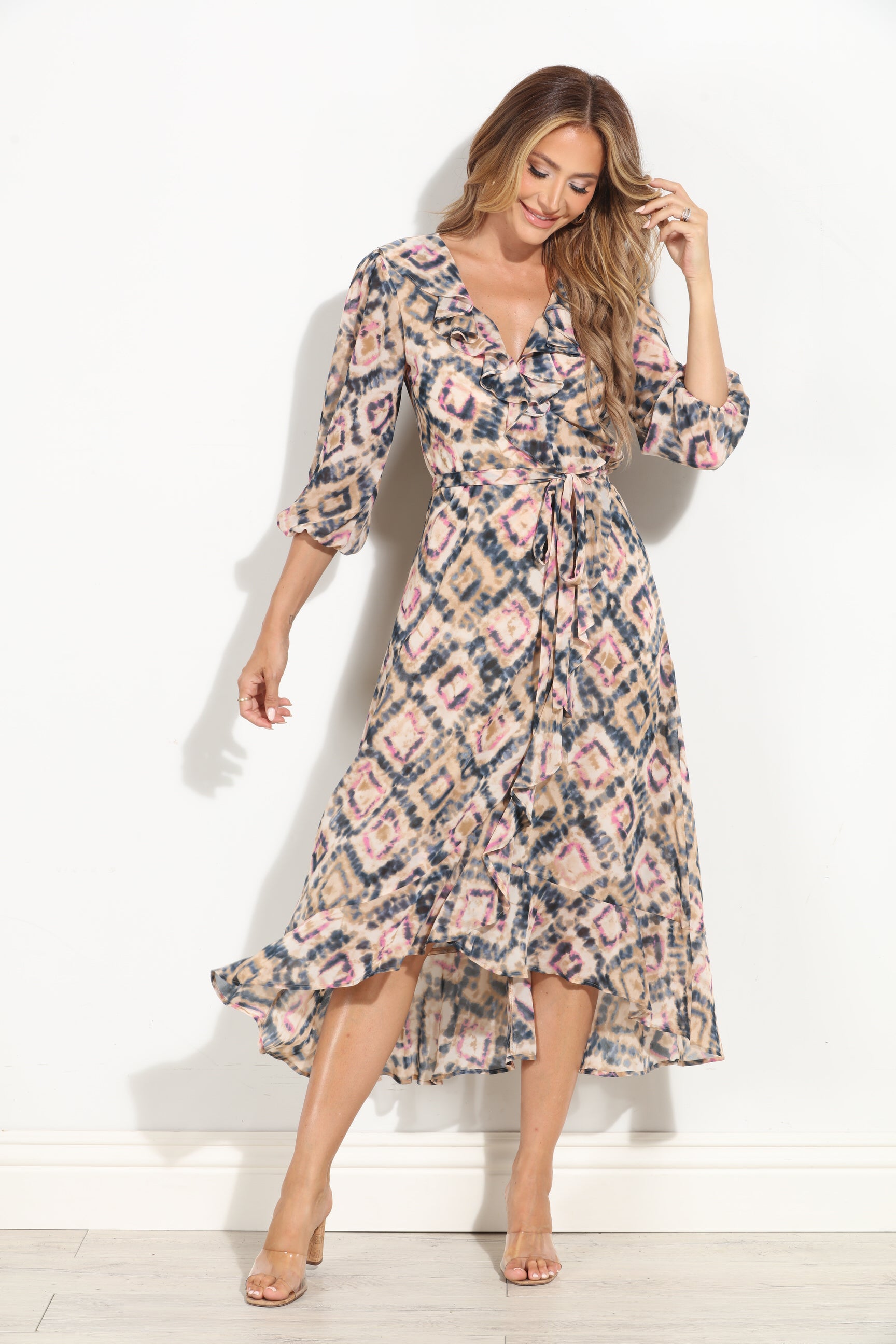 Nova Chiffon Ruffle Wrap Dress