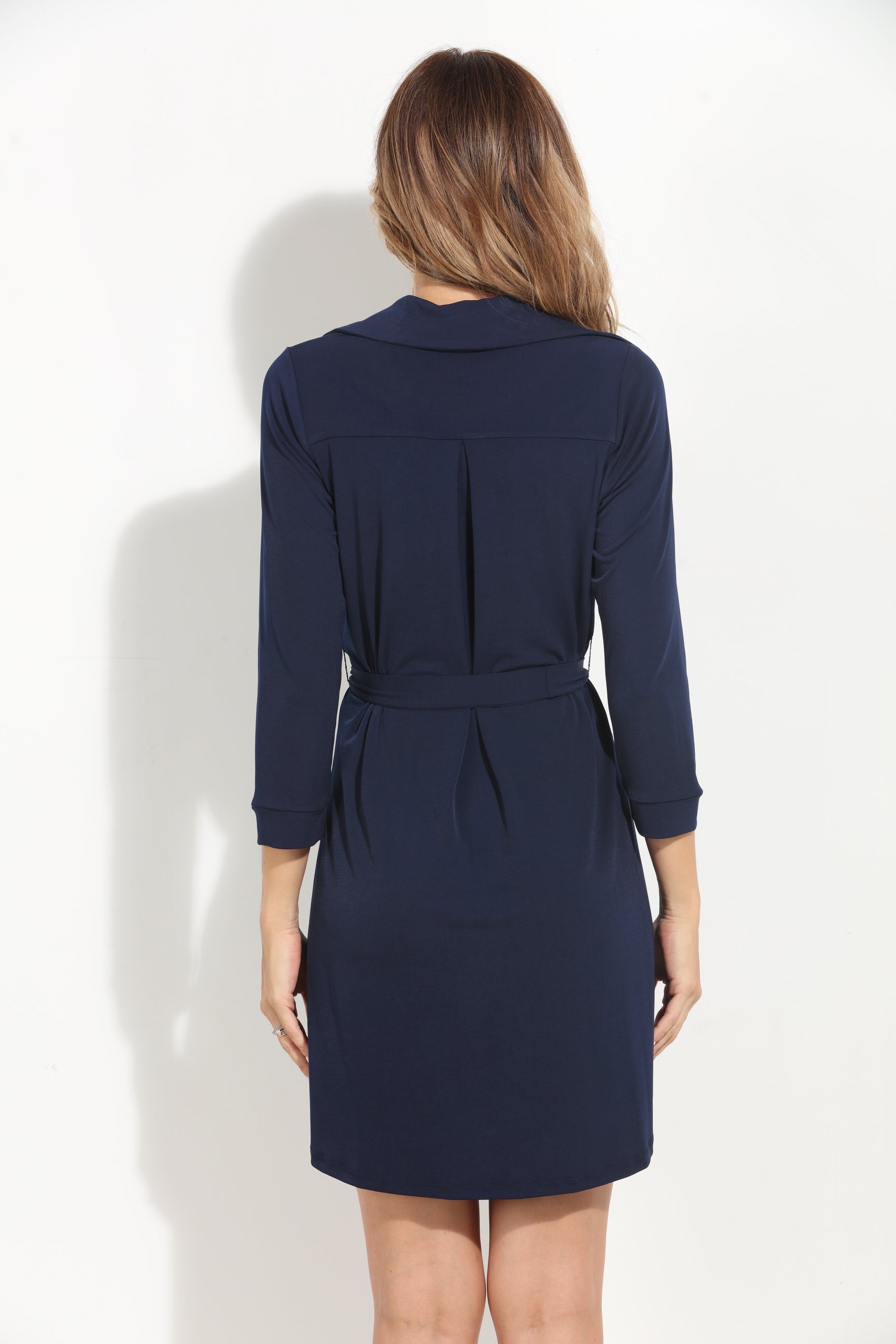 Navy Stretch Shirt Dress-BEST SELLER