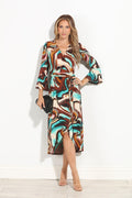 Kazia Wrap Dress with Bell Sleeves- FINAL SALE