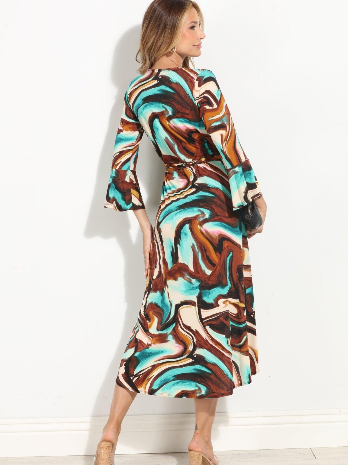 Kazia Wrap Dress with Bell Sleeves- FINAL SALE