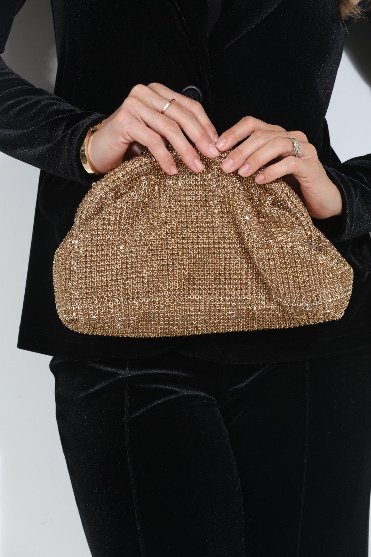 Mariah Gold Rhinestone Clutch-BEST SELLER