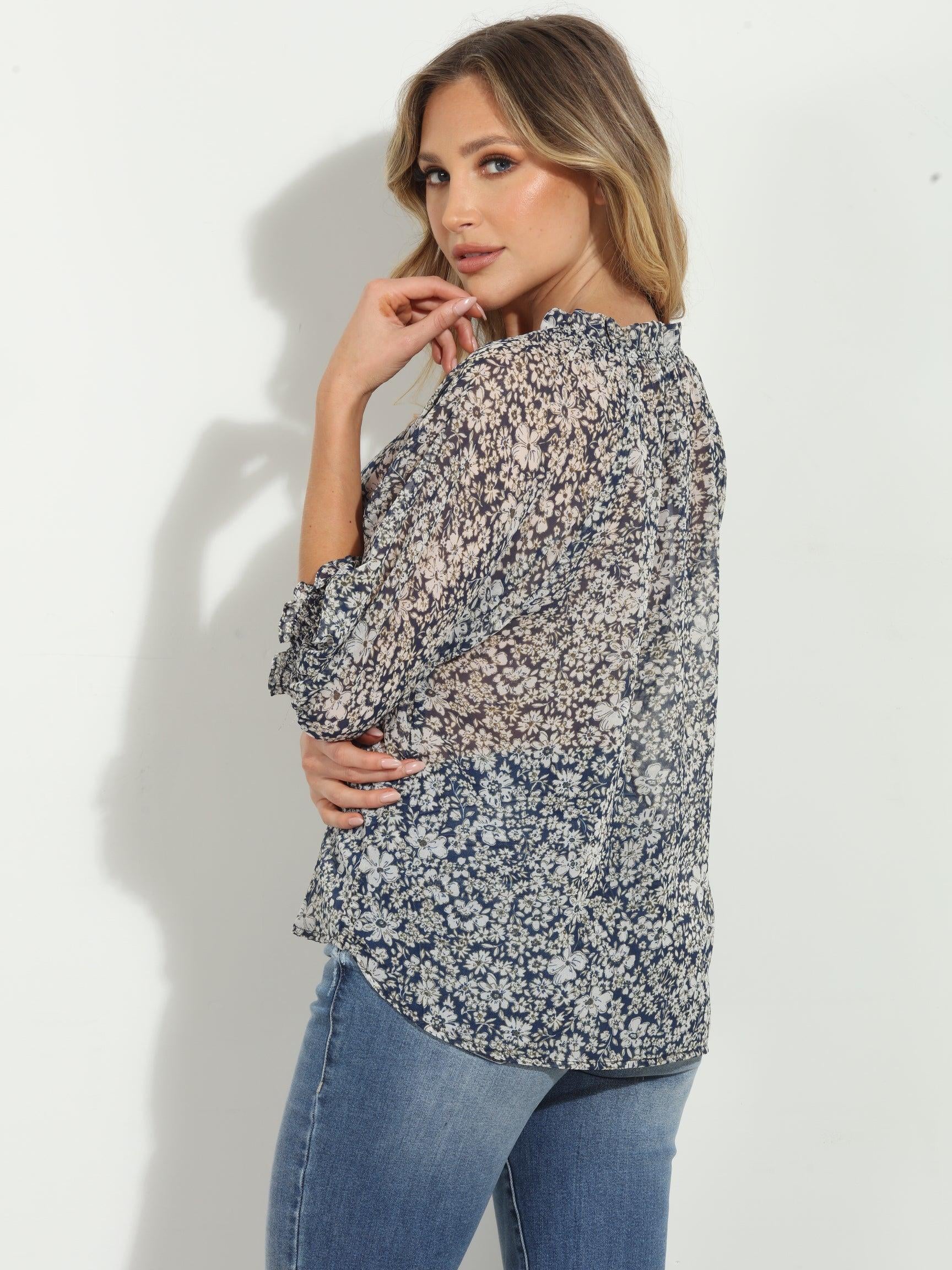 Lisa Split Neck Blouse-FINAL SALE