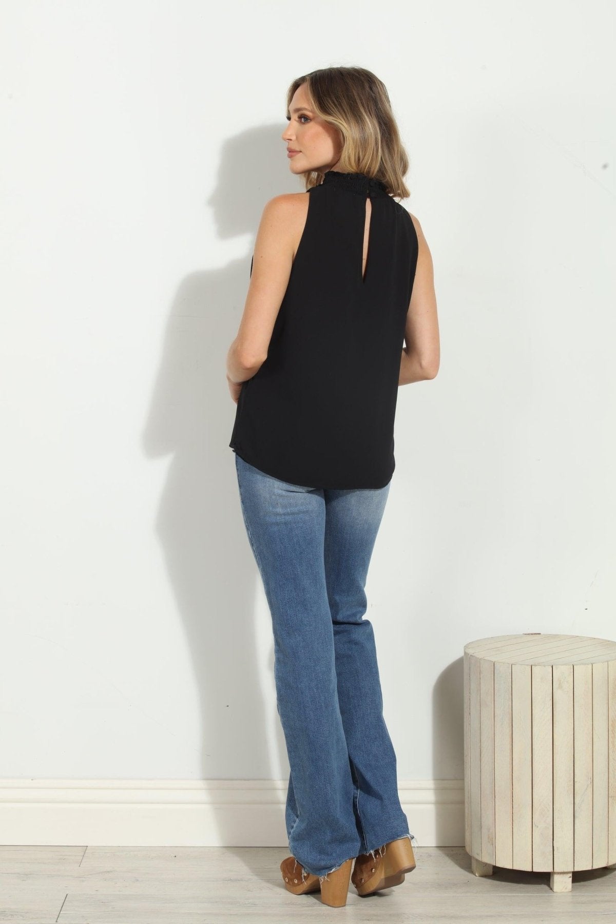 Black Hi-Neck Stretch Tank-BEST SELLER