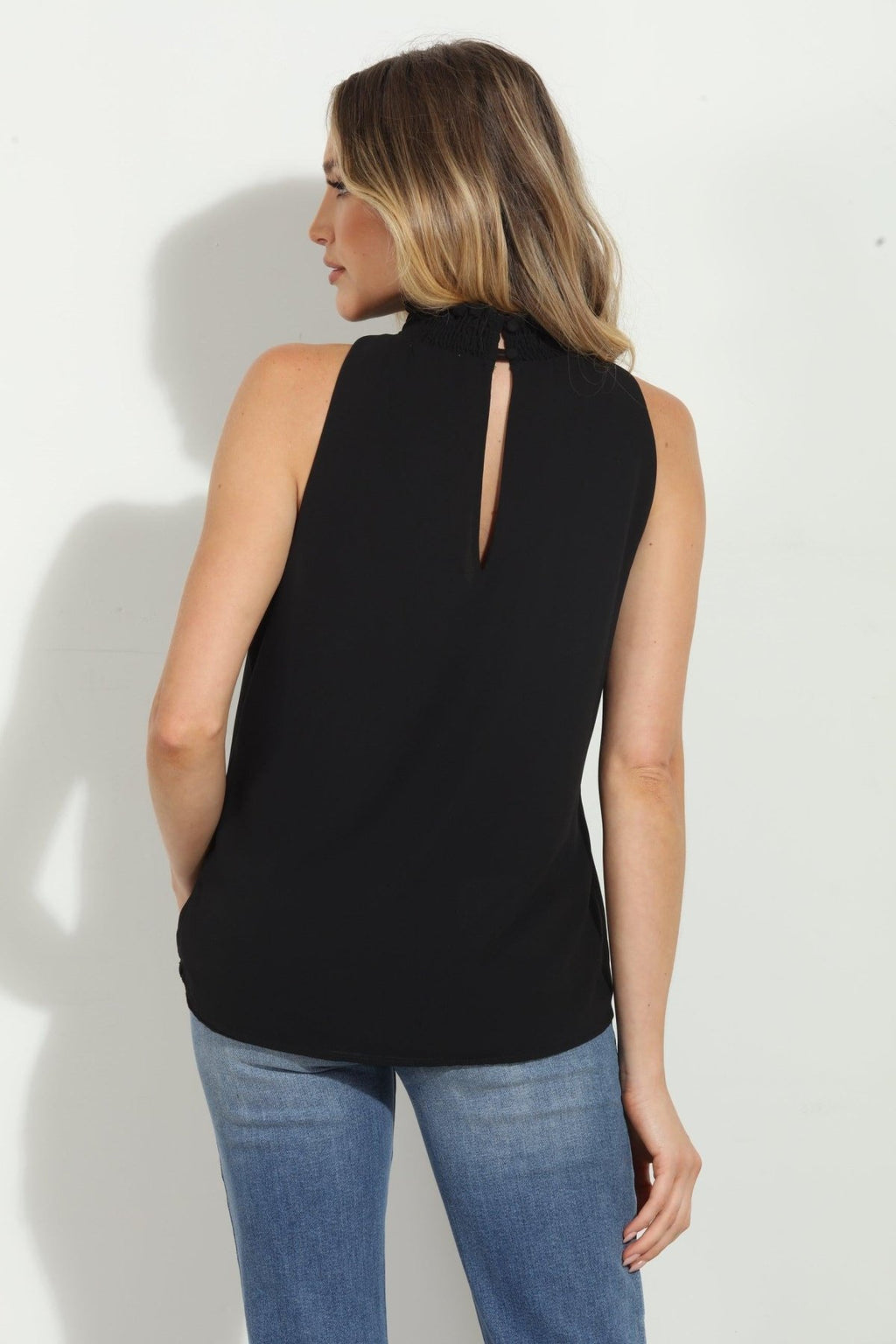 Black Hi-Neck Stretch Tank-BEST SELLER