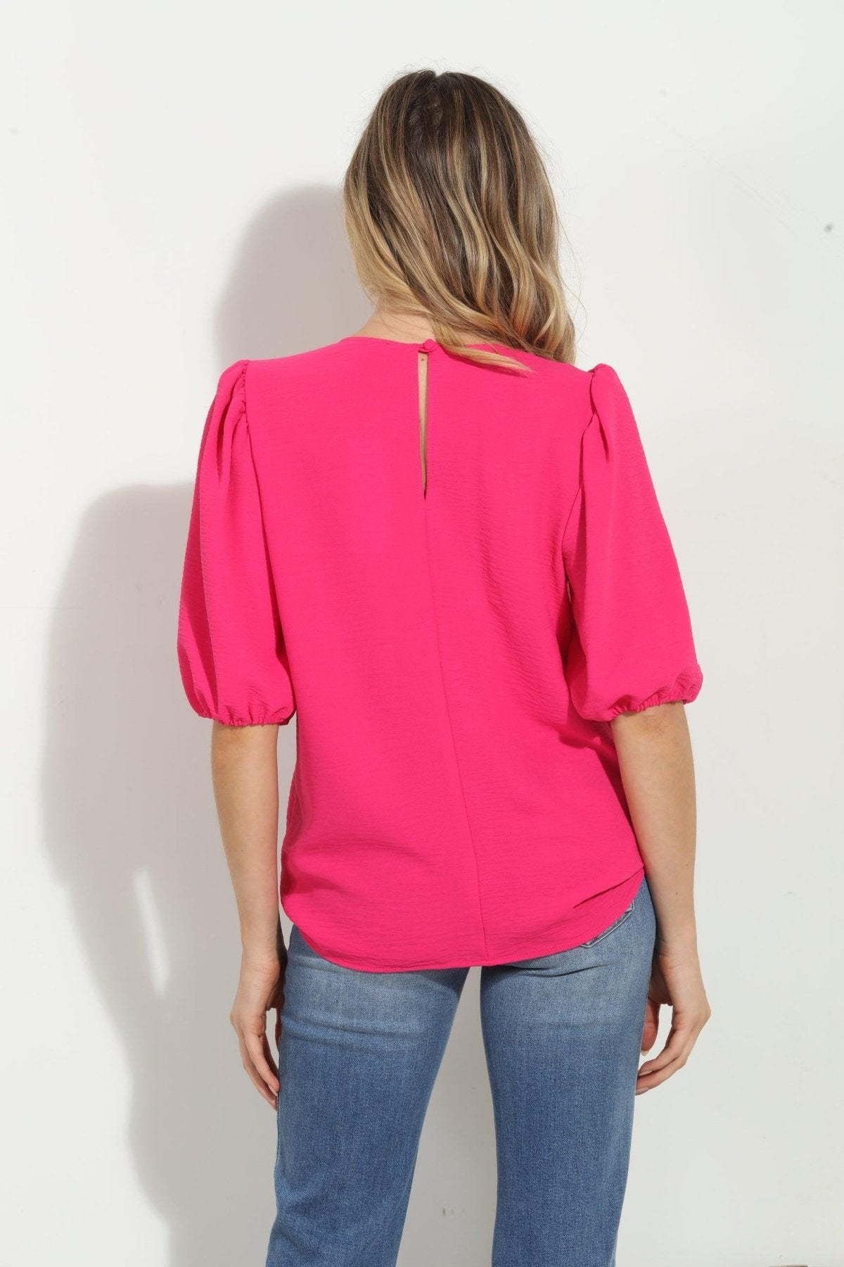 Fuchsia Airflow Puff Sleeve Top-FINAL SALE