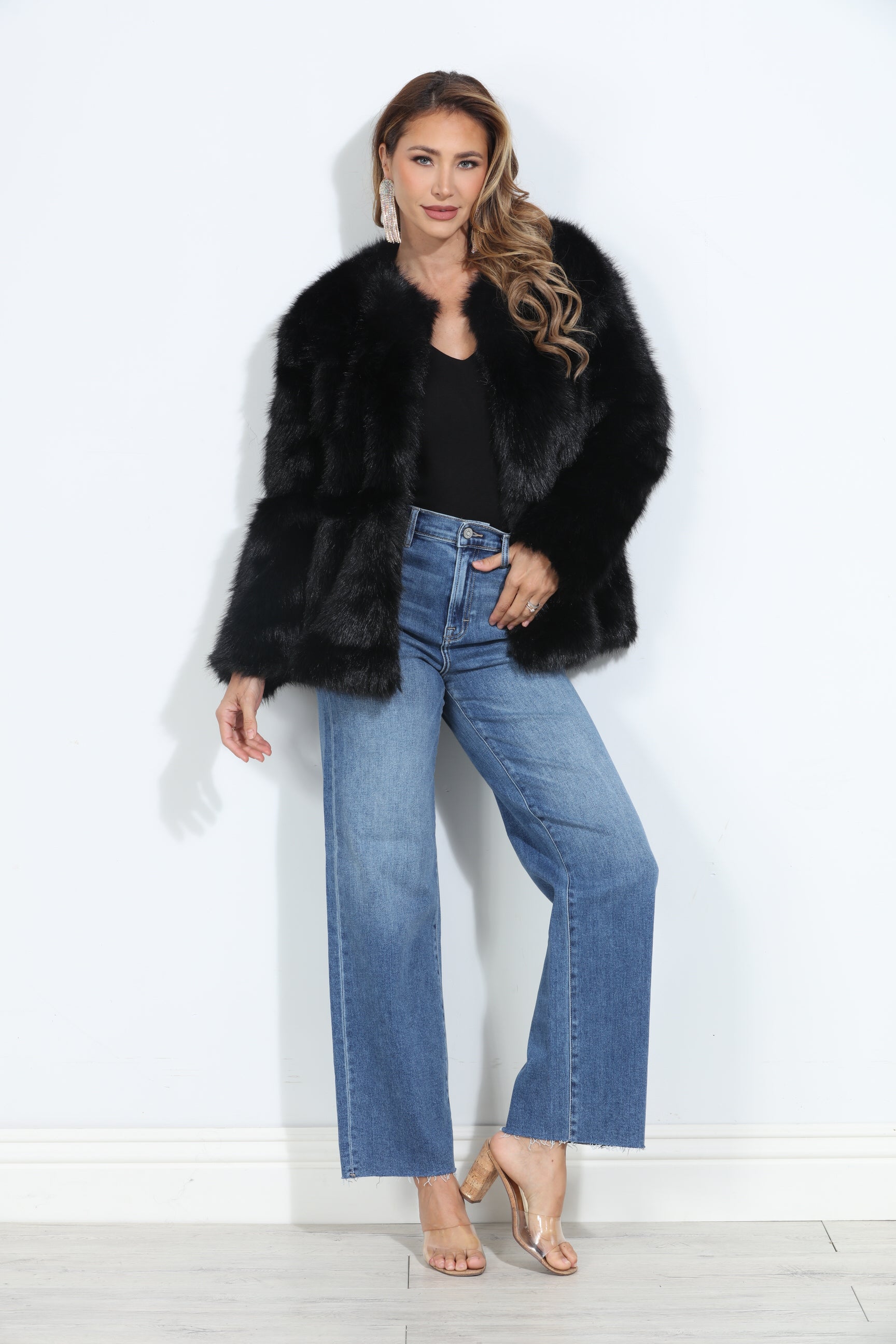 Black Faux Fur Coat-BEST SELLER