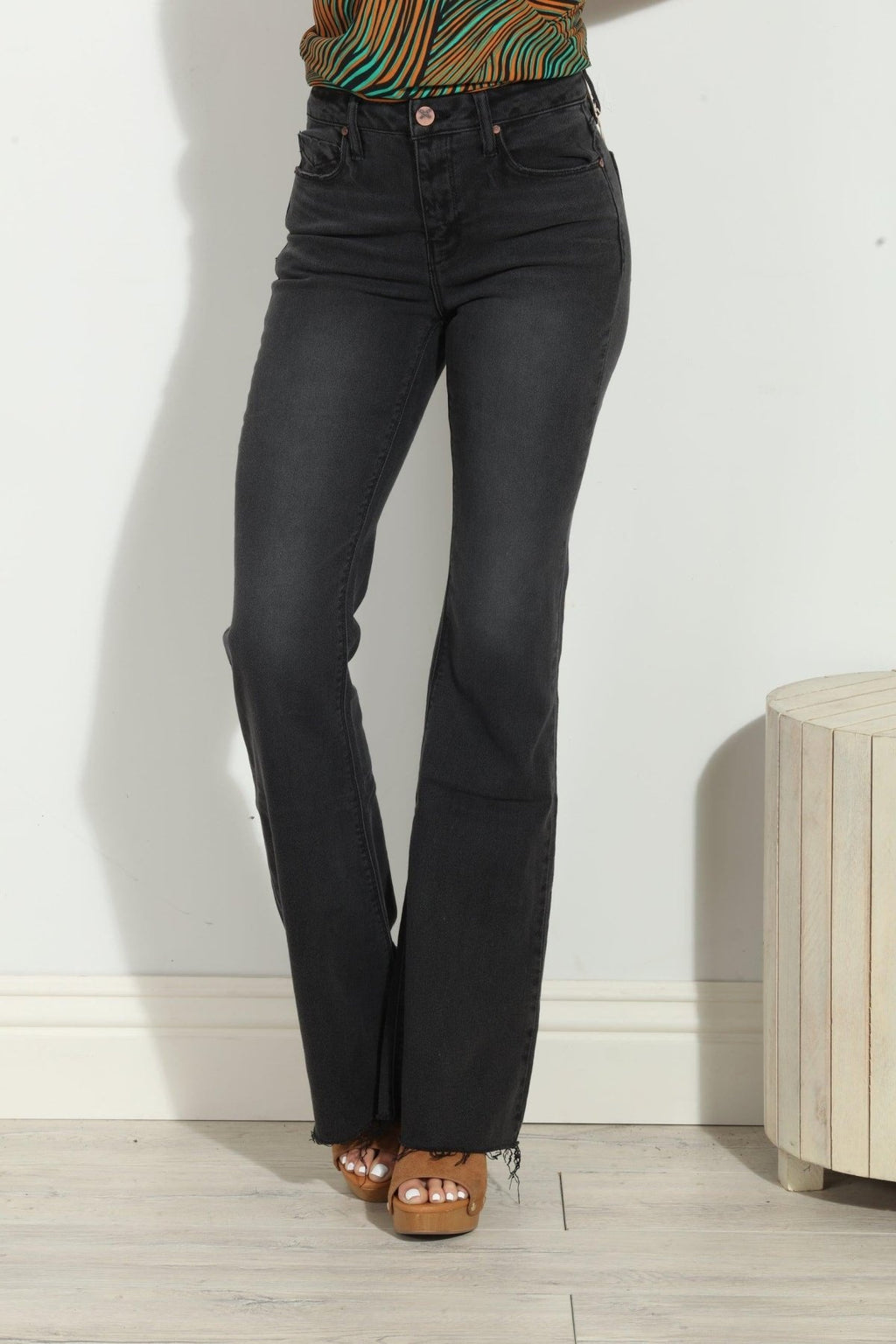 Unpublished Distressed Janet Flare Jean- Black - FINAL SALE