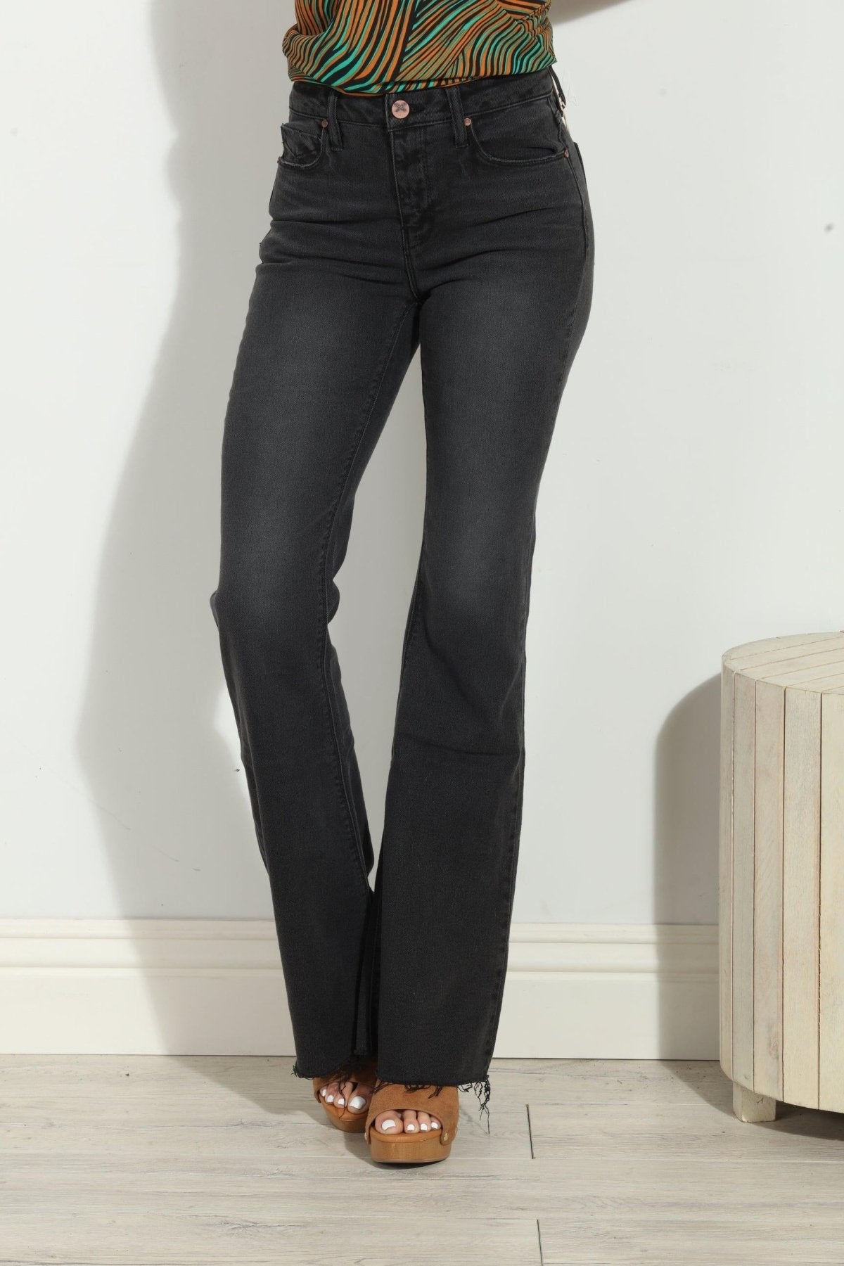 Unpublished Distressed Janet Flare Jean- Black - FINAL SALE