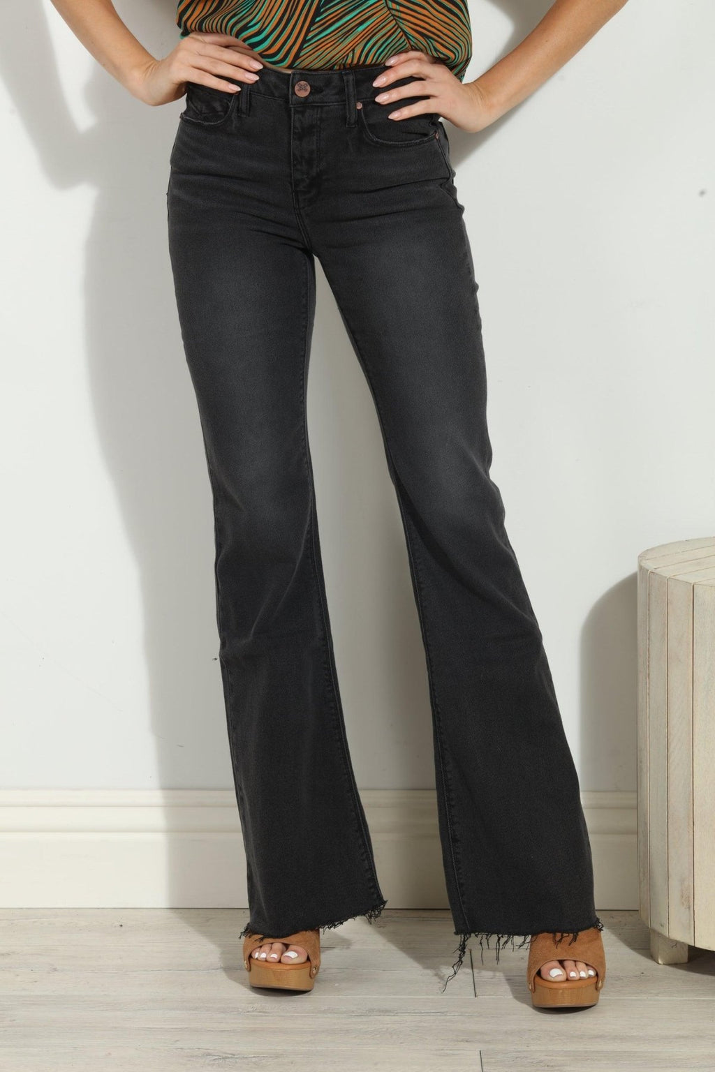 Unpublished Distressed Janet Flare Jean- Black - FINAL SALE