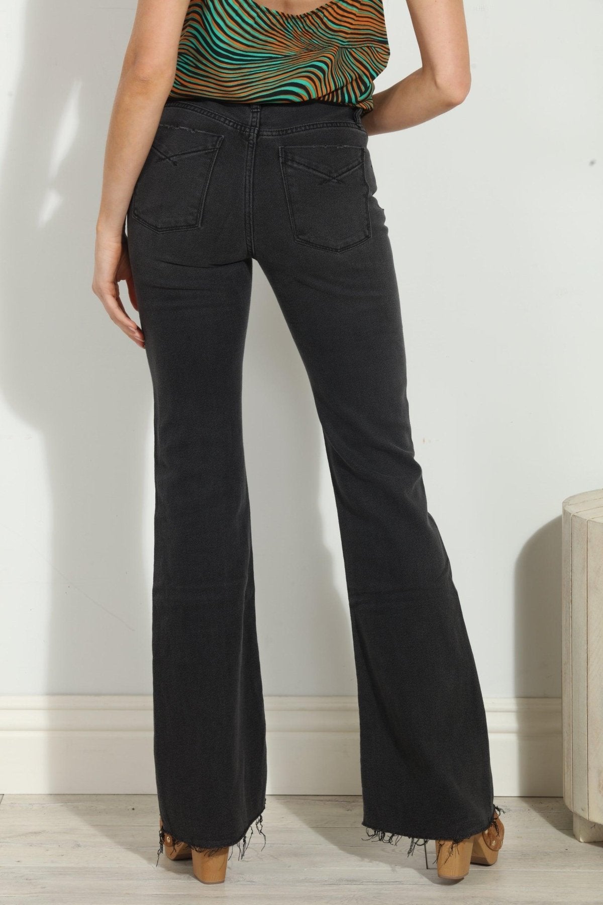 Unpublished Distressed Janet Flare Jean- Black - FINAL SALE
