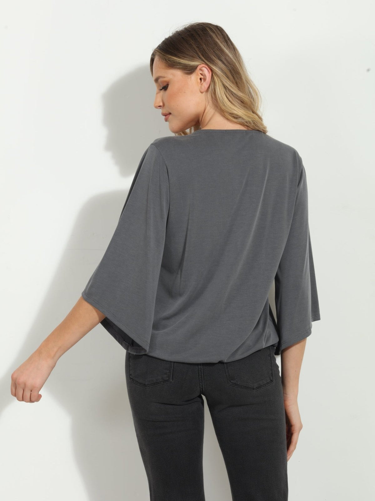 Charcoal Cupro Surplice Top-BEST SELLER
