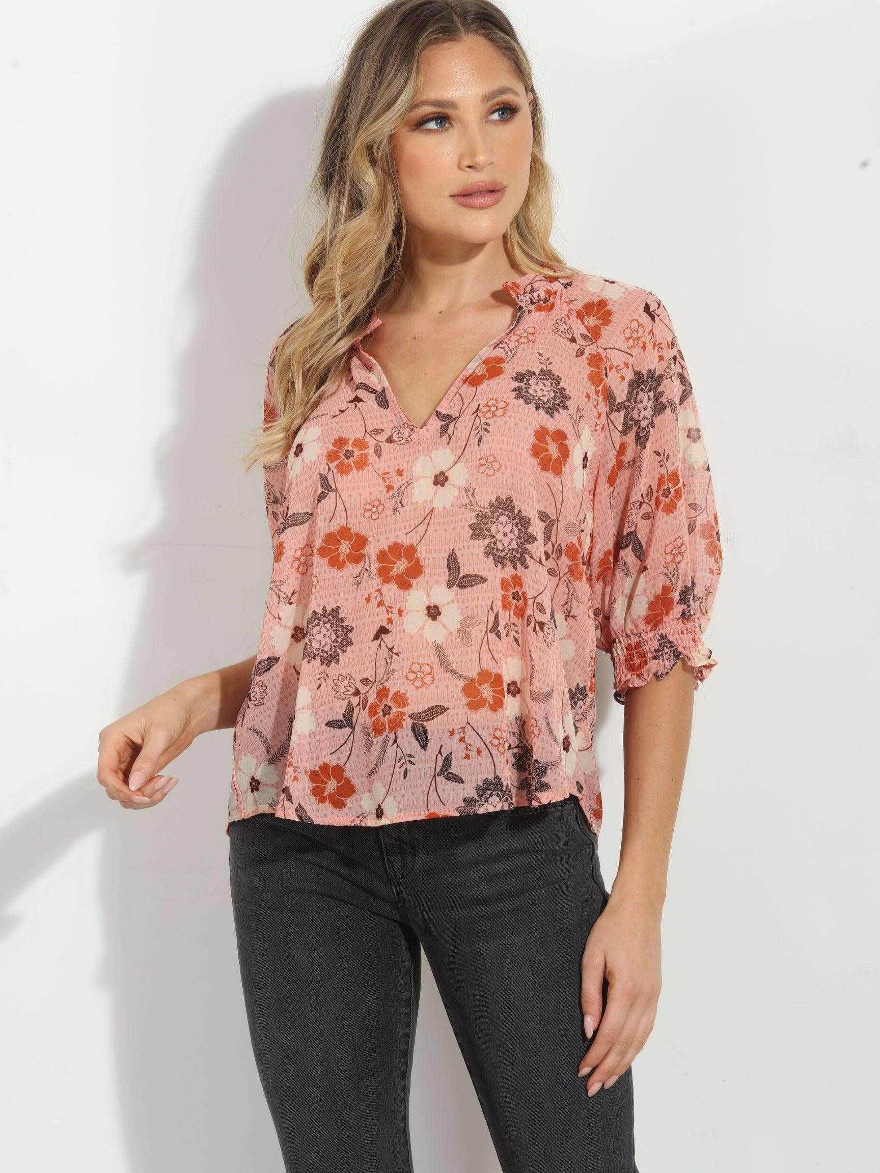 Georgia Split Neck Blouse-FINAL SALE