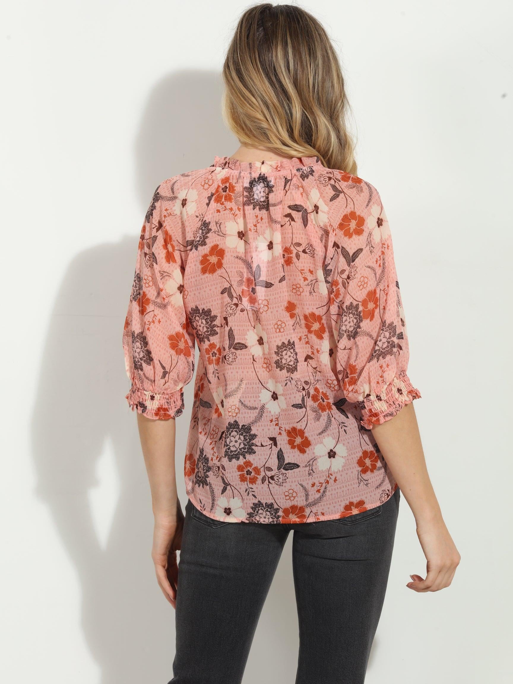 Georgia Split Neck Blouse-FINAL SALE