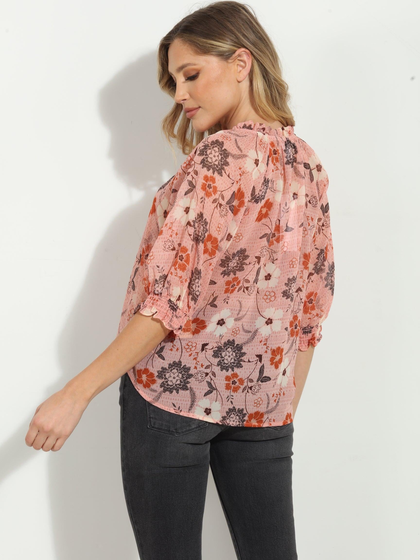 Georgia Split Neck Blouse-FINAL SALE