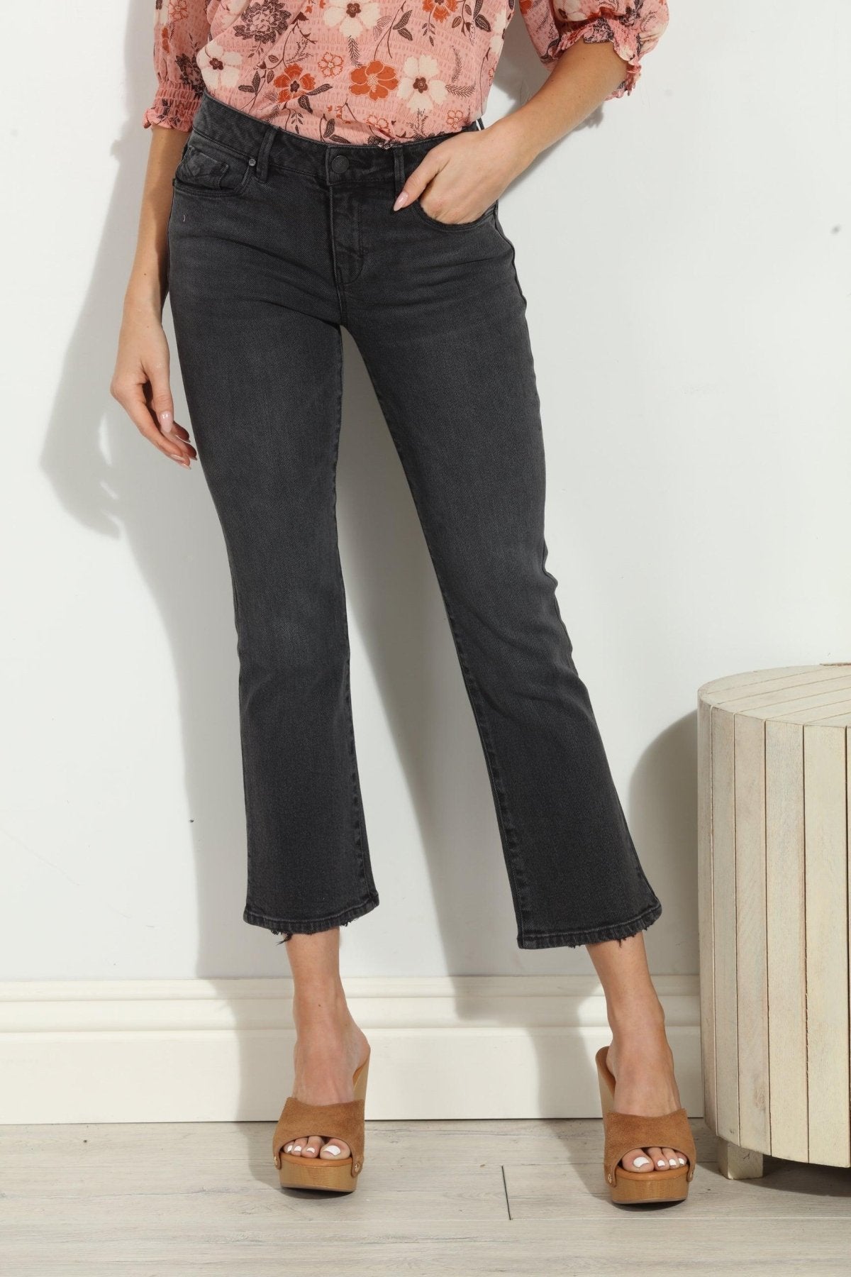 Unpublished Cropped Demi Flare Jeans -Coal-FINAL SALE