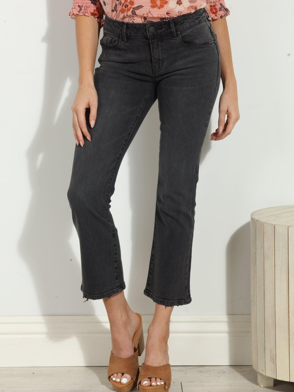Unpublished Cropped Demi Flare Jeans -Coal-FINAL SALE