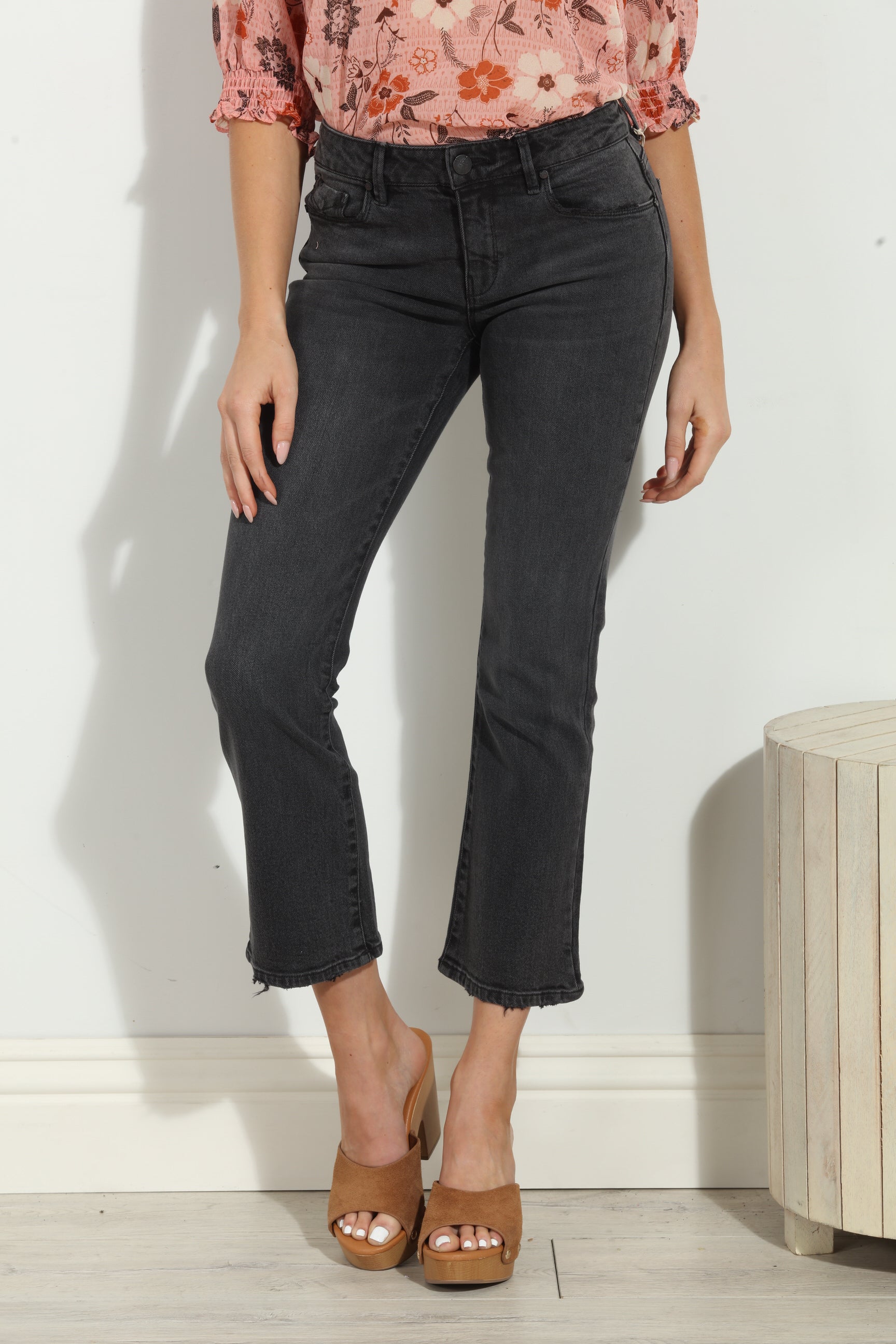 Unpublished Cropped Demi Flare Jeans -Coal