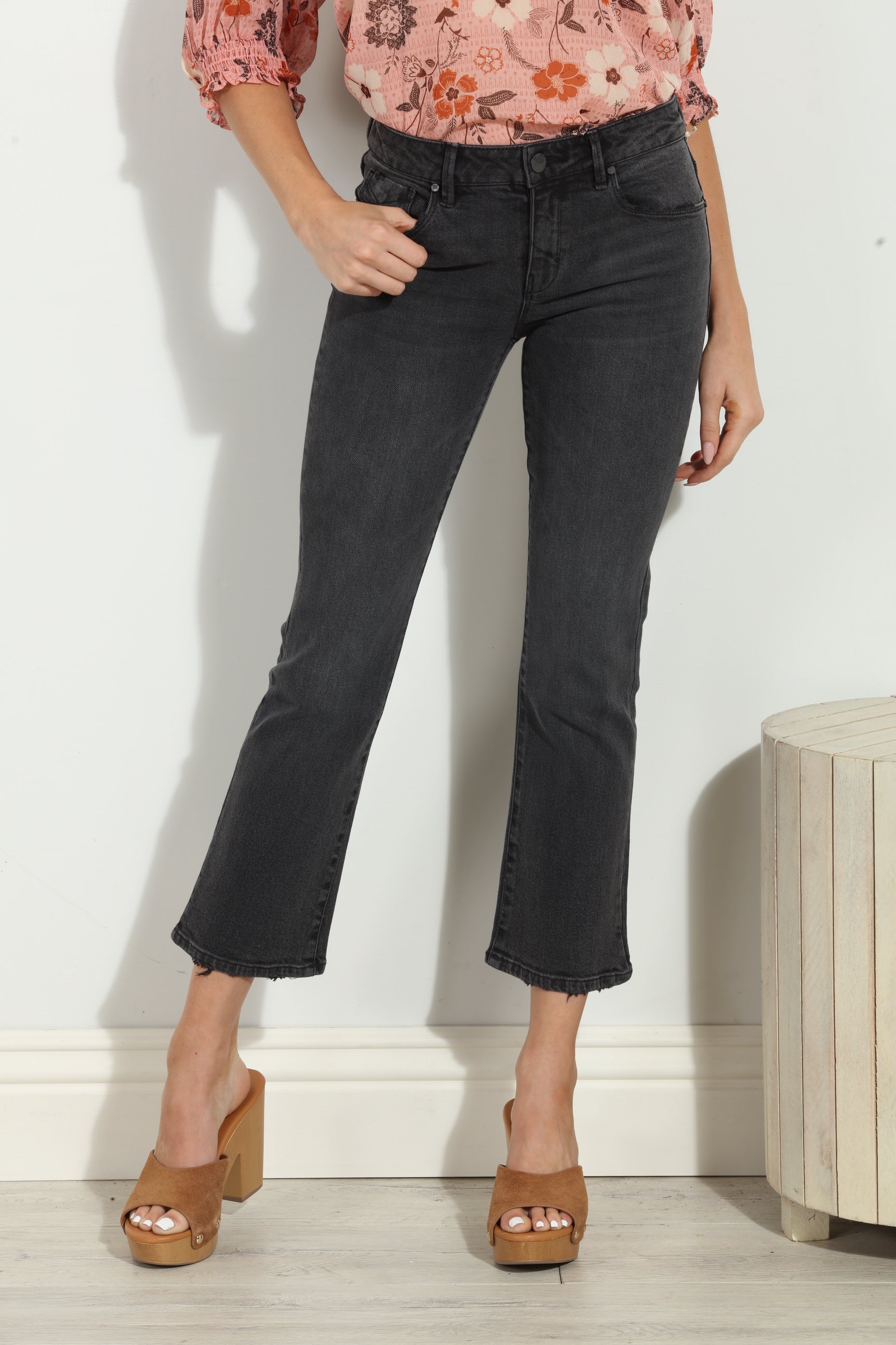 Unpublished Cropped Demi Flare Jeans -Coal-FINAL SALE