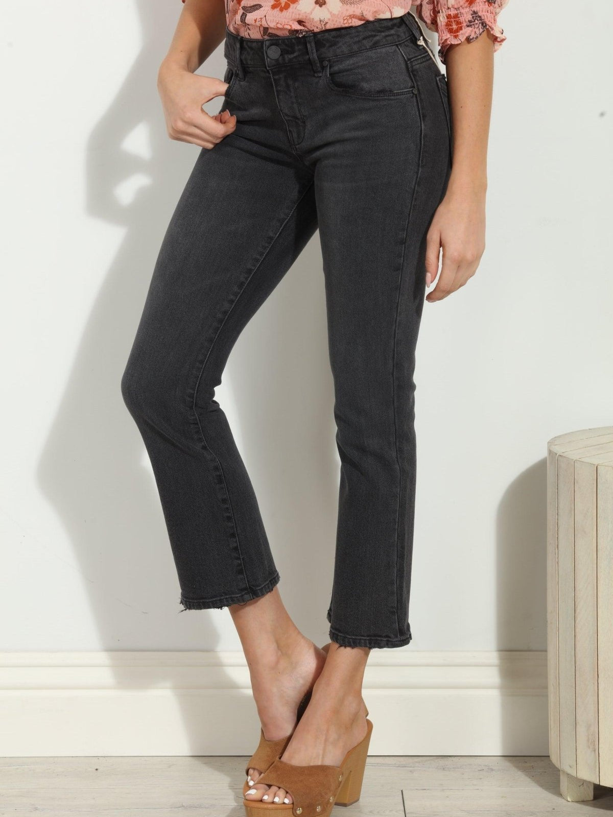 Unpublished Cropped Demi Flare Jeans -Coal-FINAL SALE