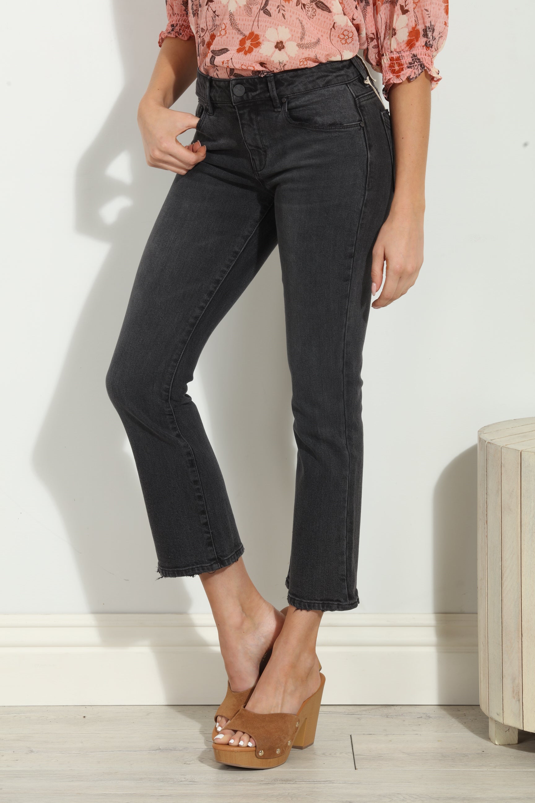 Unpublished Cropped Demi Flare Jeans -Coal