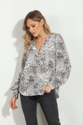 Libbie V Neck Puffed Sleeve Blouse-FINAL SALE