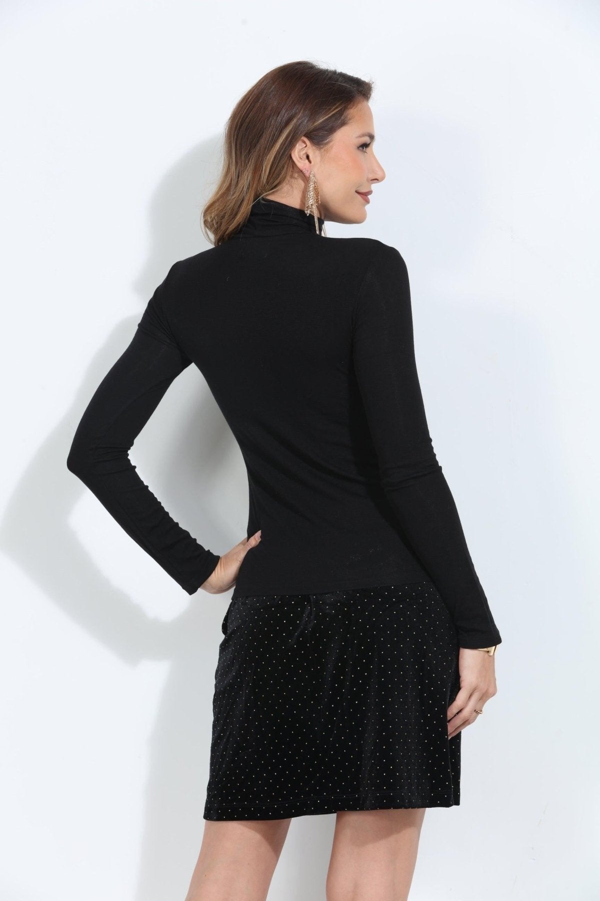 Ultra Stretch Tencel High Neck Top-Black-FINAL SALE