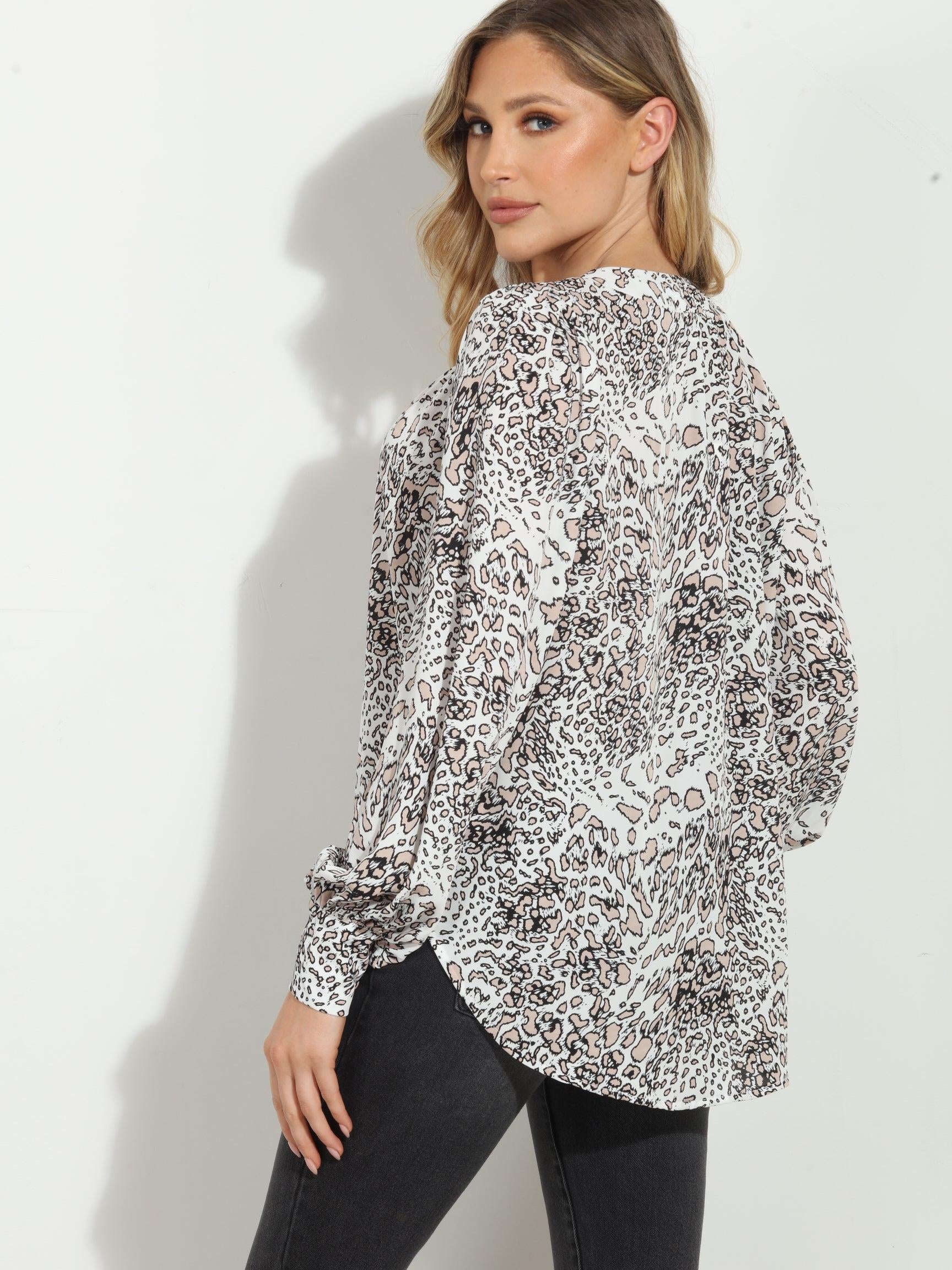 Libbie V Neck Puffed Sleeve Blouse-FINAL SALE