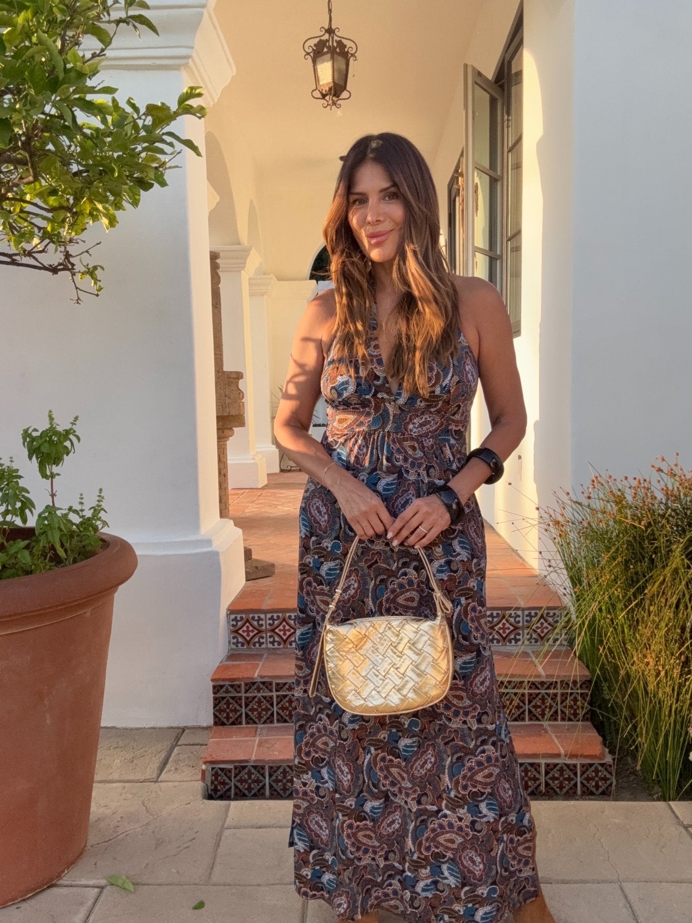 Kamille Gold Metallic Shoulder Bag