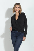 Black Cupro Draped Surplice Top-BEST SELLER