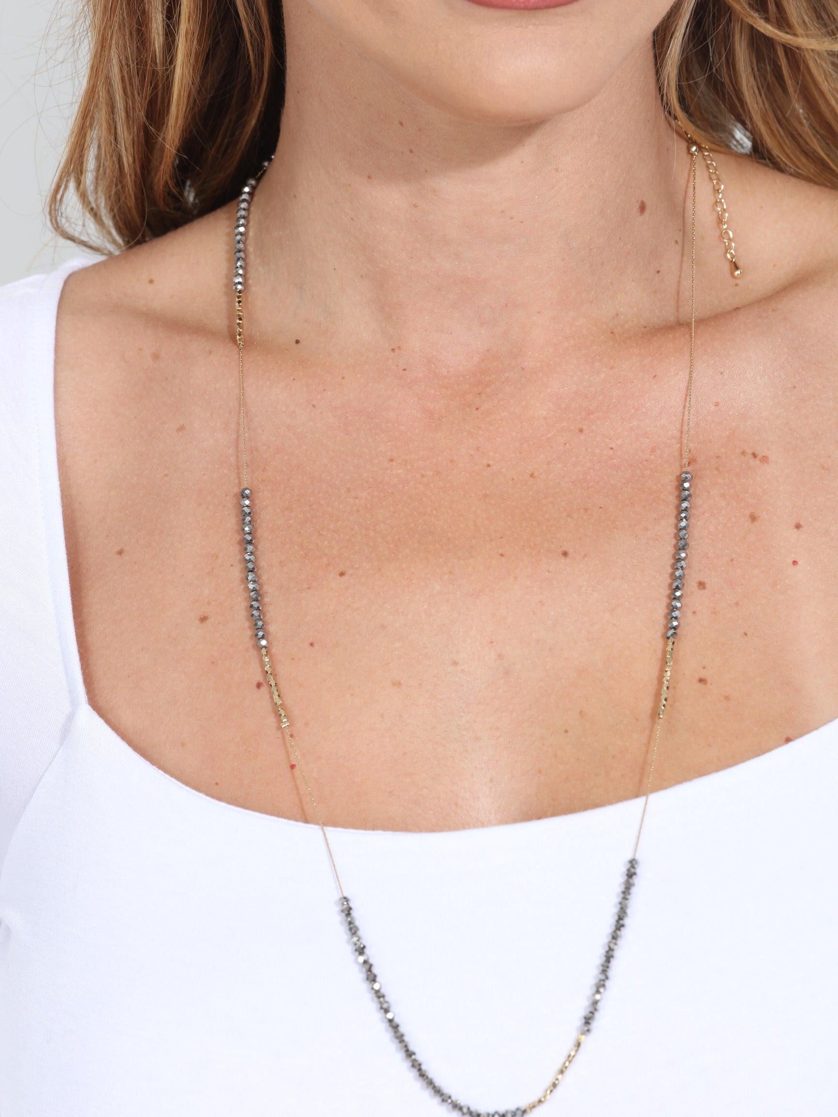 Grey Sparkle Long Neckace