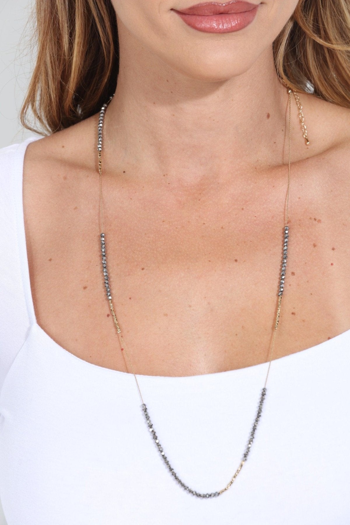 Grey Sparkle Long Neckace