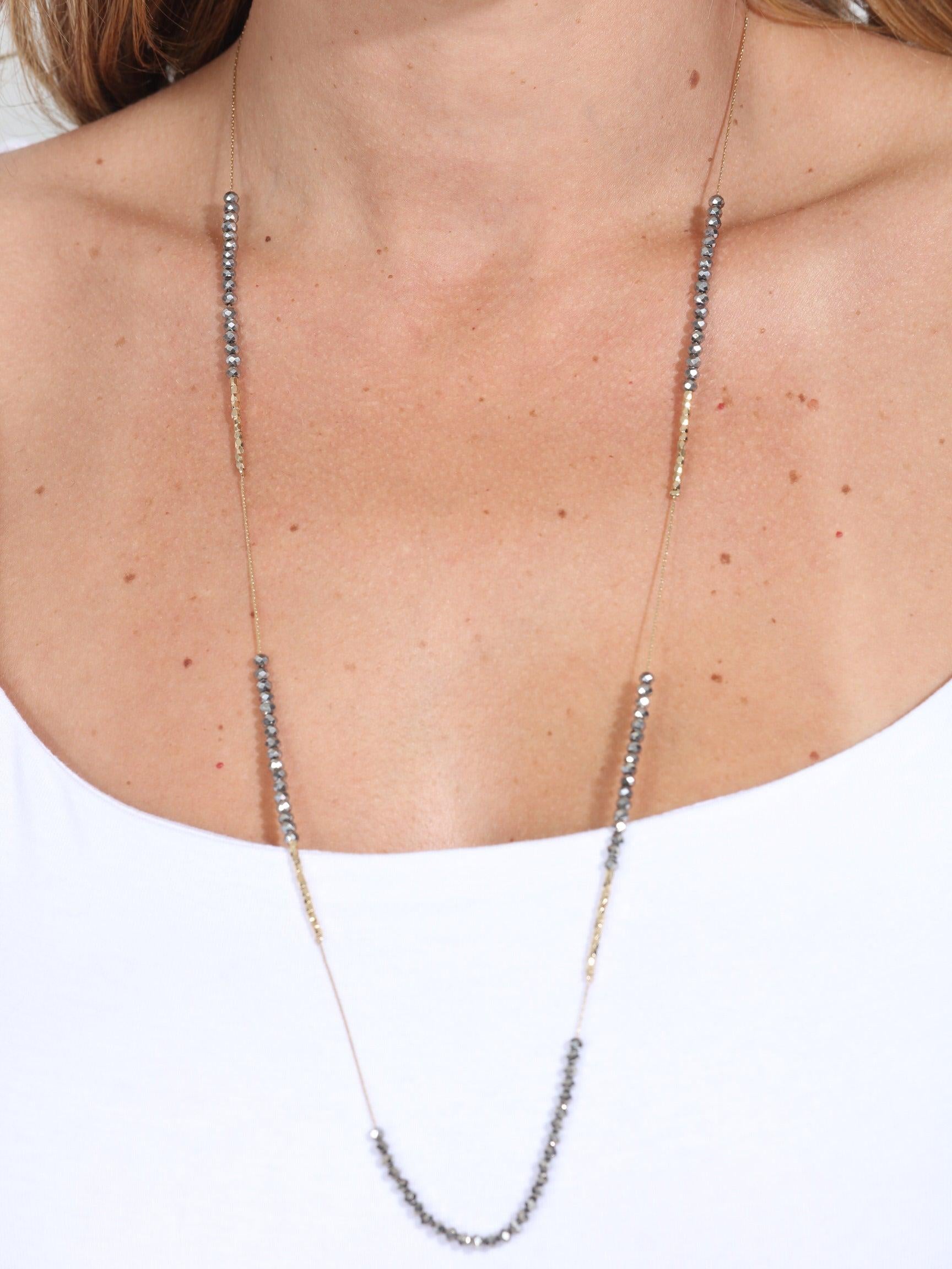 Grey Sparkle Long Neckace