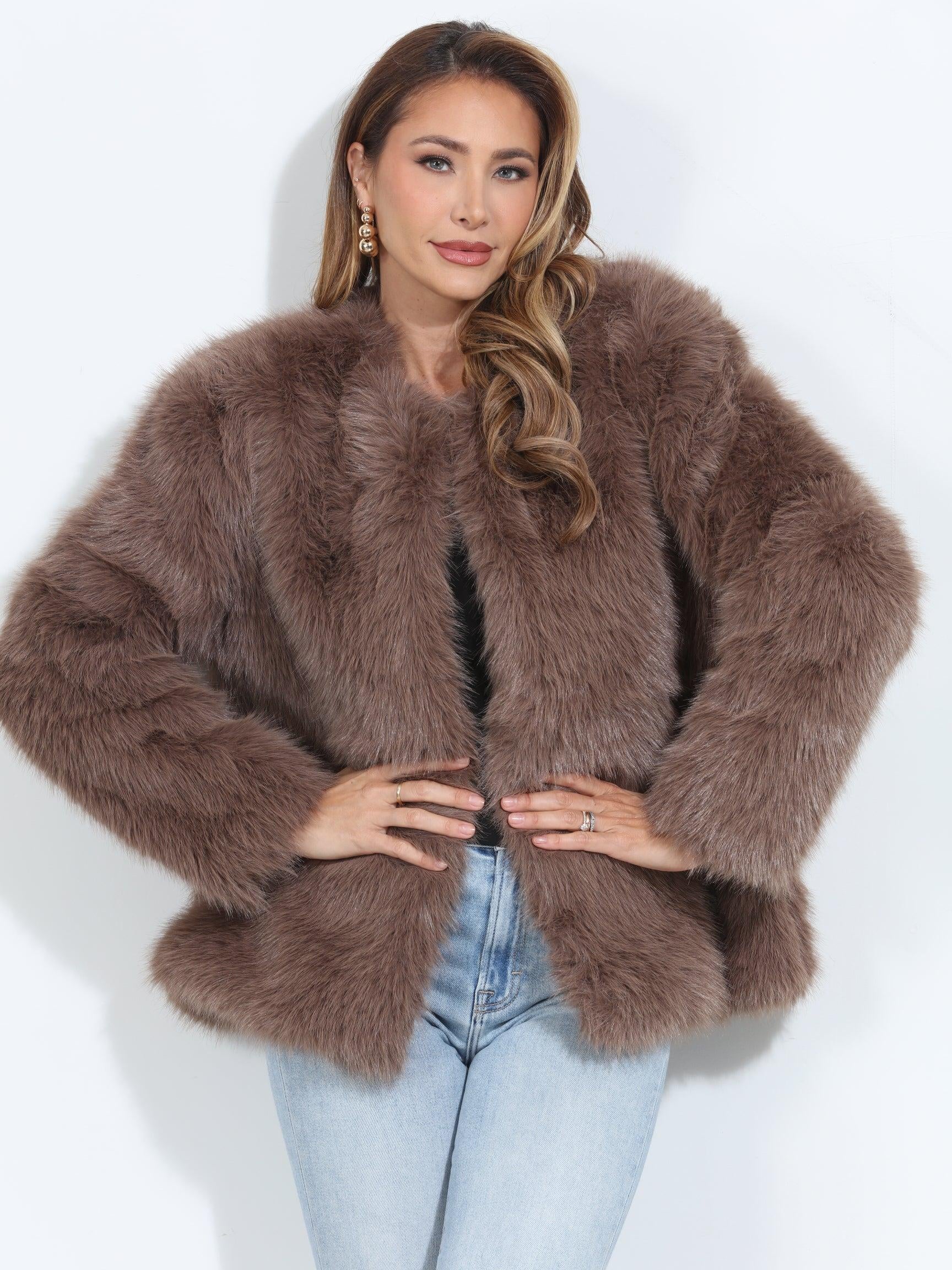 Mocha Faux Fur Coat-BEST SELLER