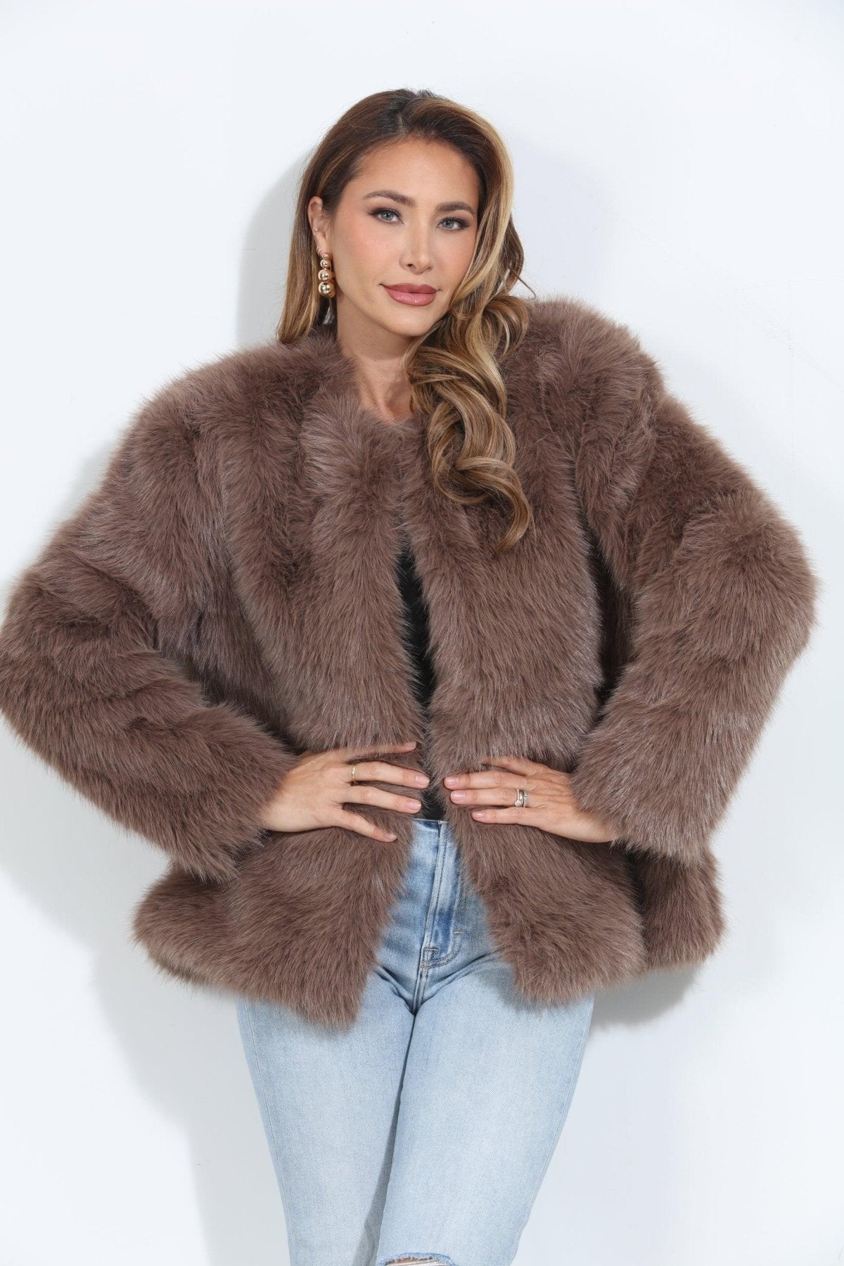 Mocha Faux Fur Coat-BEST SELLER