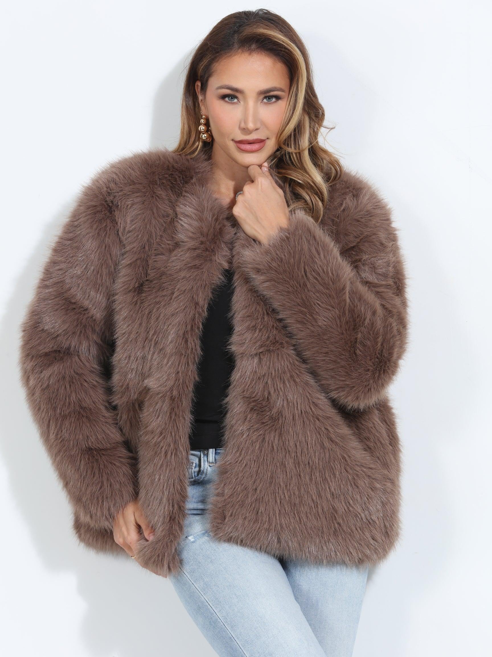 Mocha Faux Fur Coat-BEST SELLER