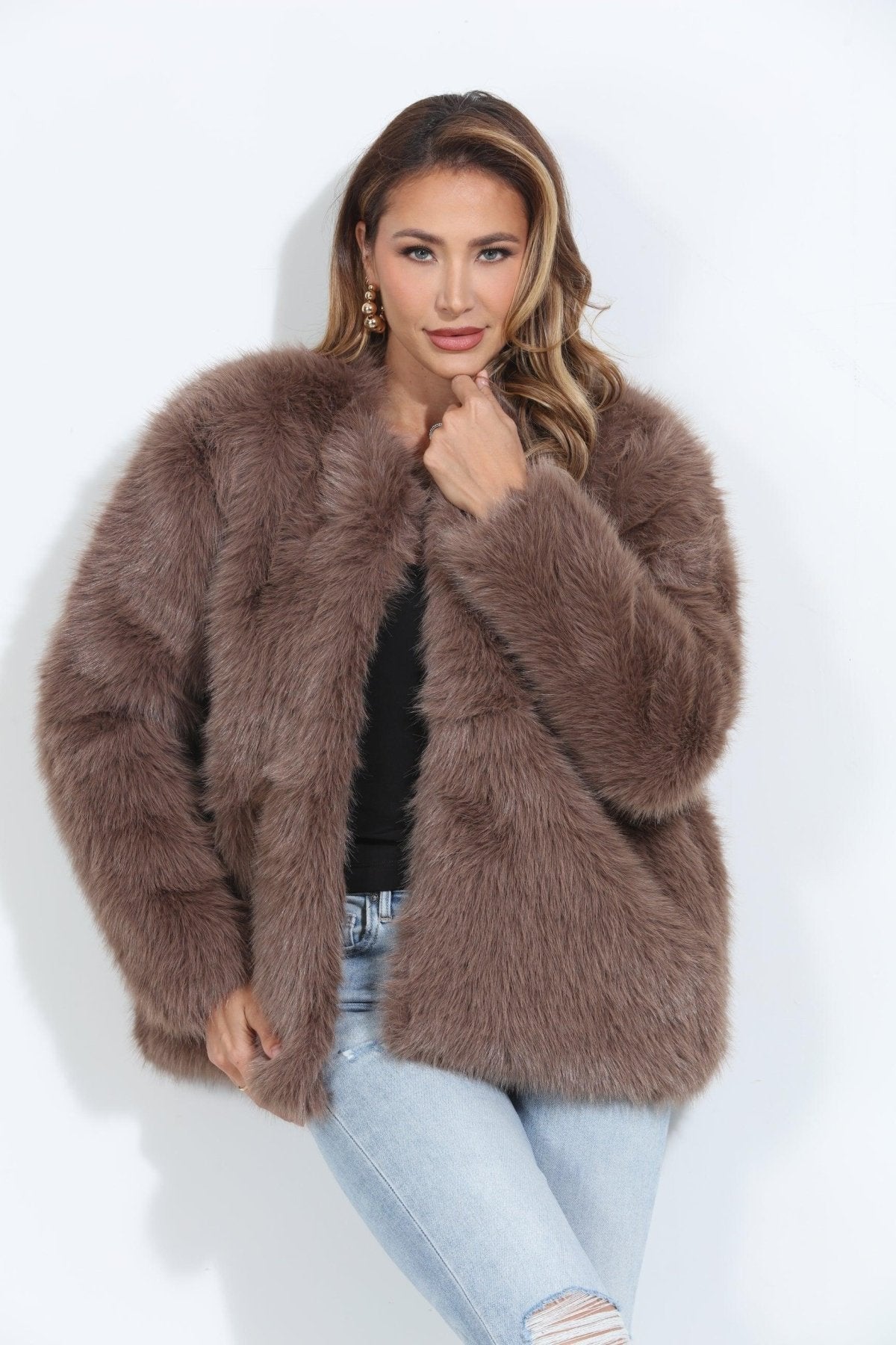 Mocha Faux Fur Coat-BEST SELLER