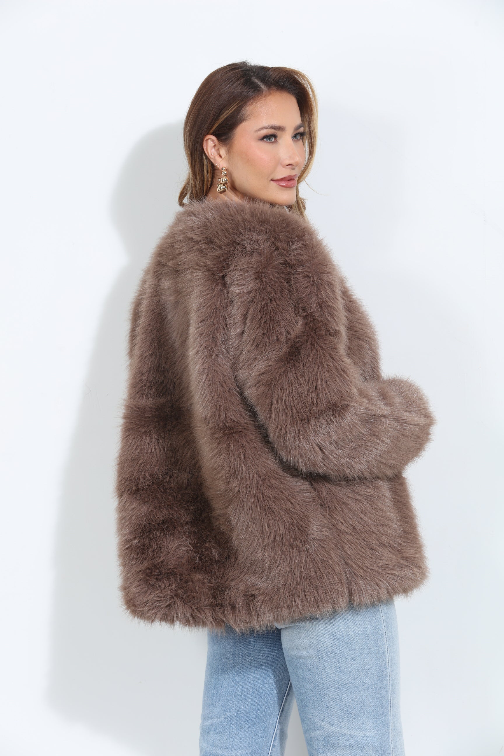 Mocha Faux Fur Coat-BEST SELLER