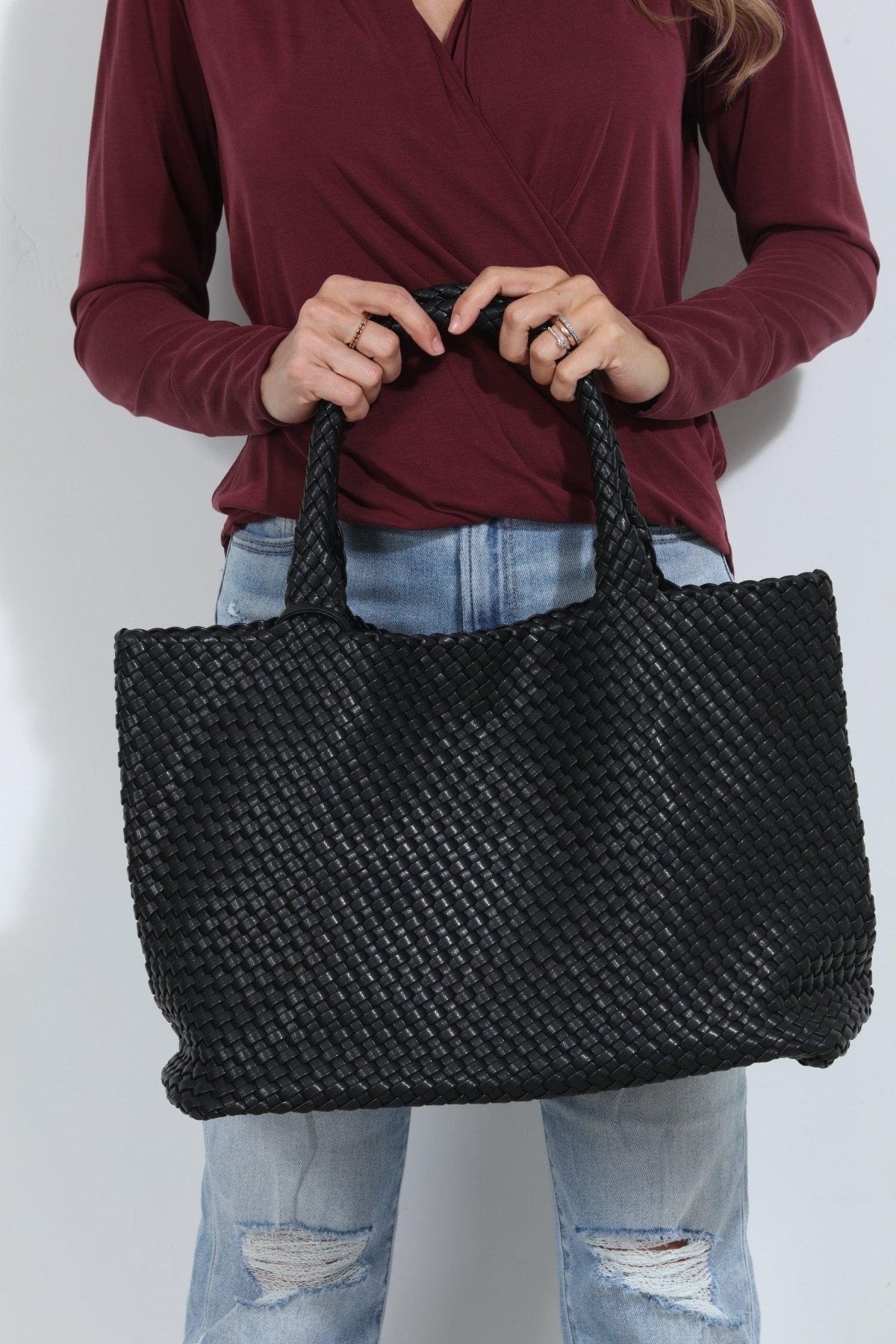 Solana Woven Tote- Black