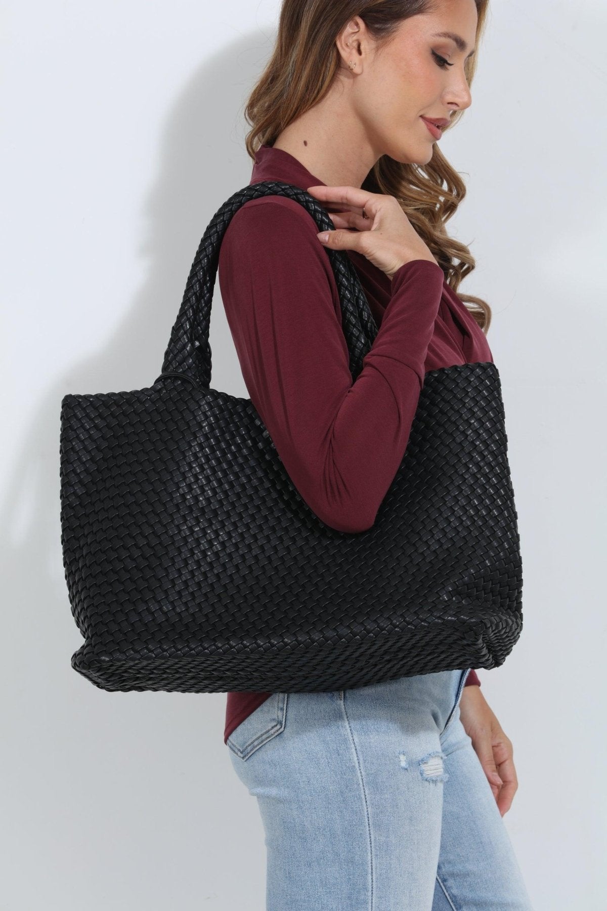 Solana Woven Tote- Black