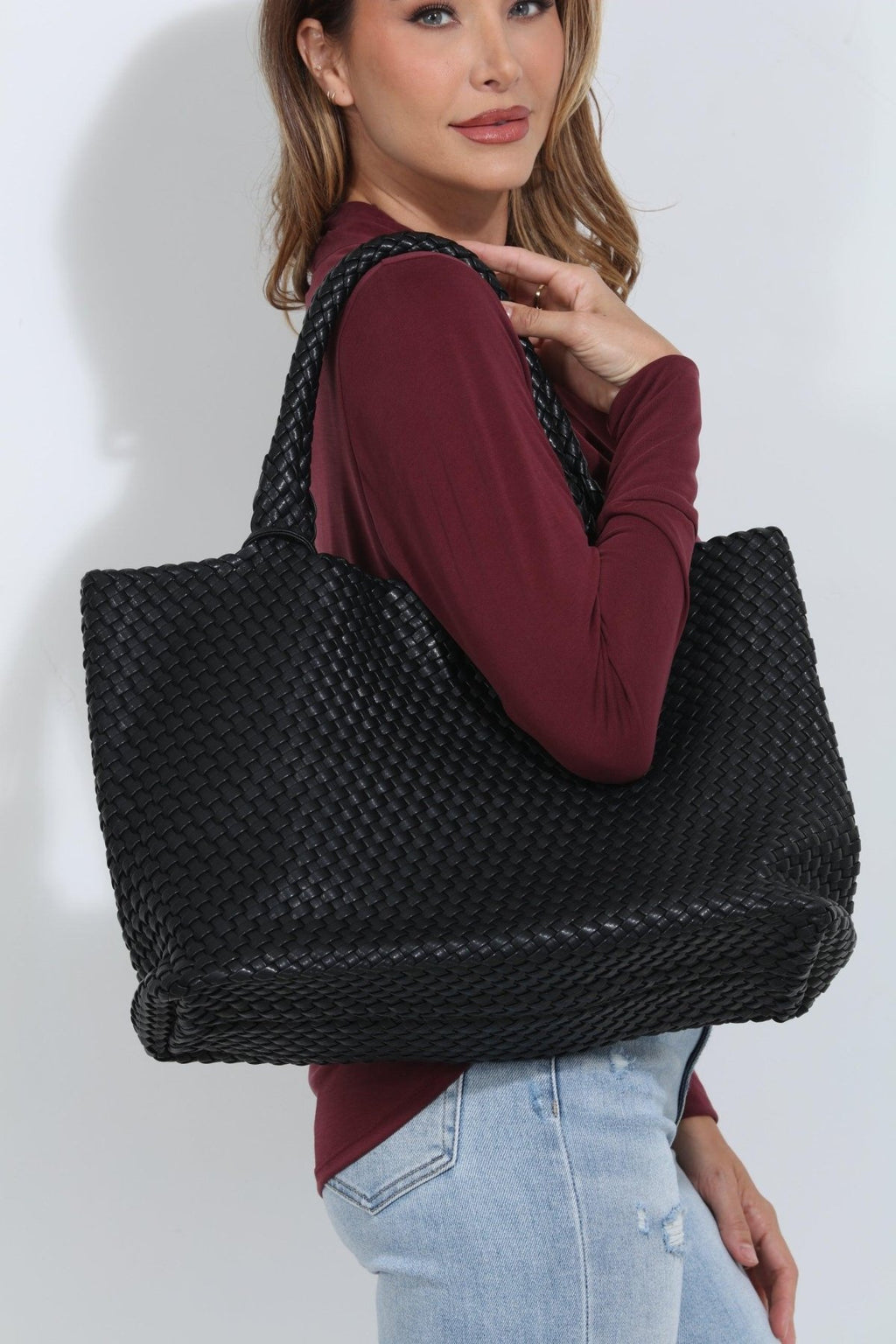 Solana Woven Tote- Black
