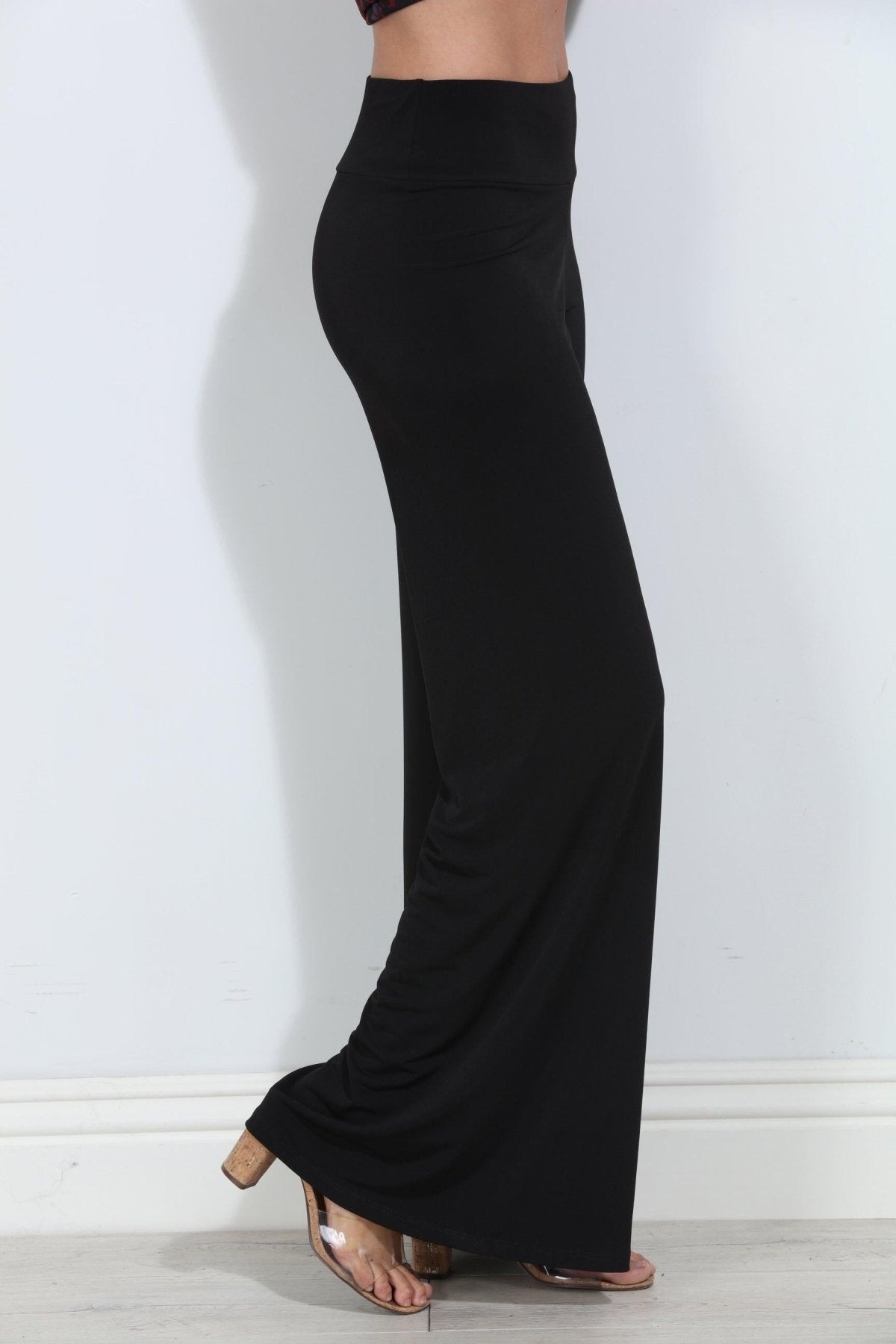 Black Stretch Wide Leg Pants-BEST SELLER