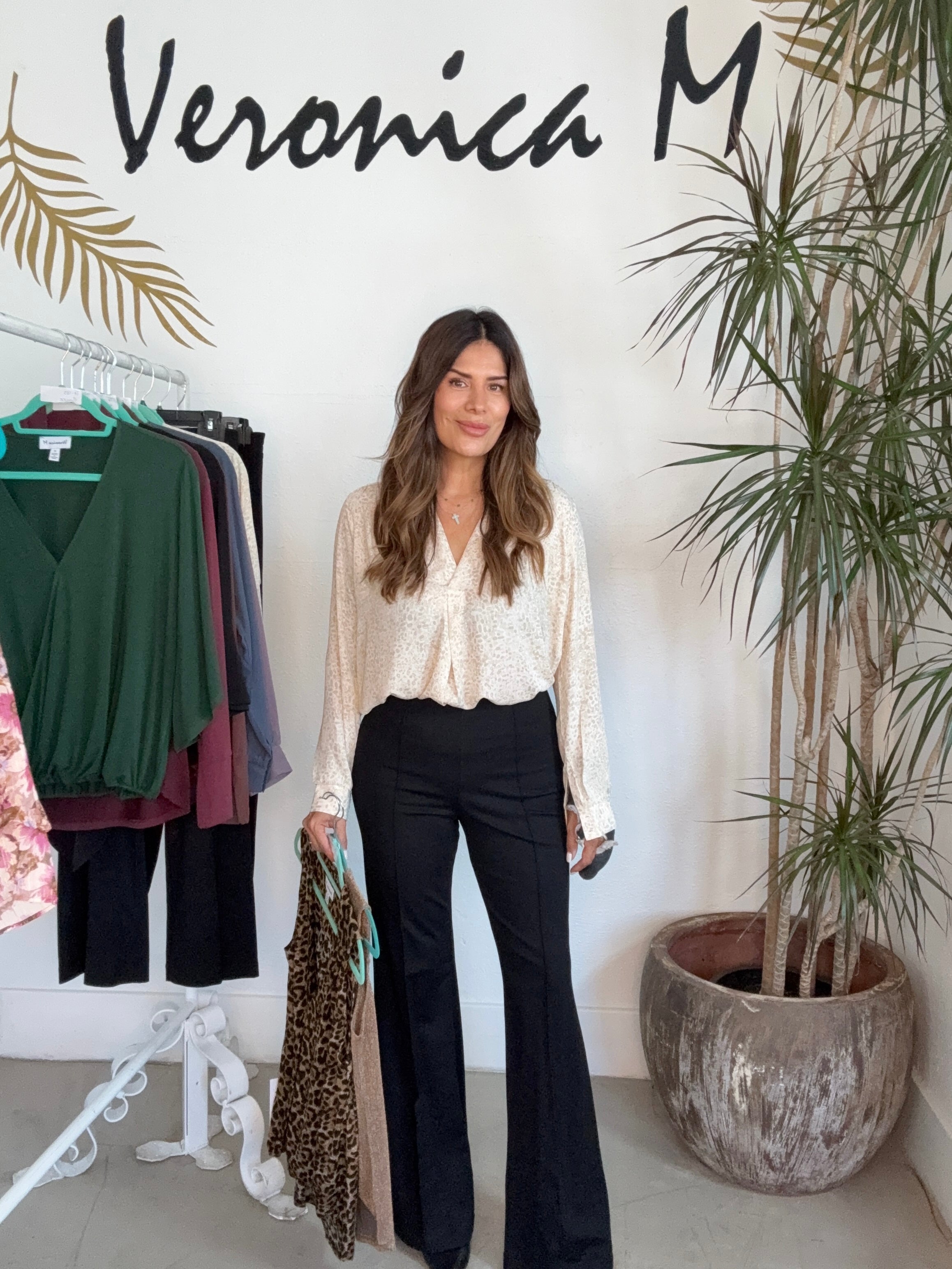 Black Ponti Flare Leg Pants-BEST SELLER