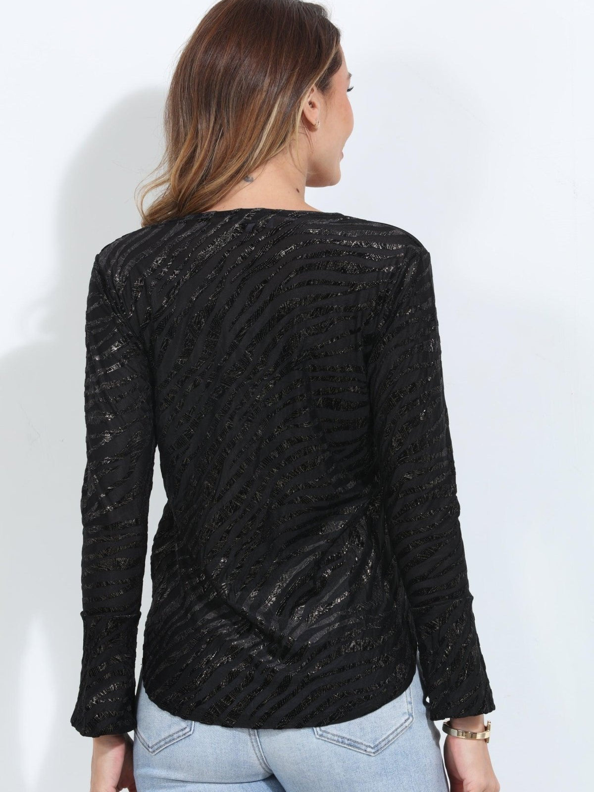 Tiffany Velvet Cropped Length Surplice Bell Sleeve Top- FINAL SALE