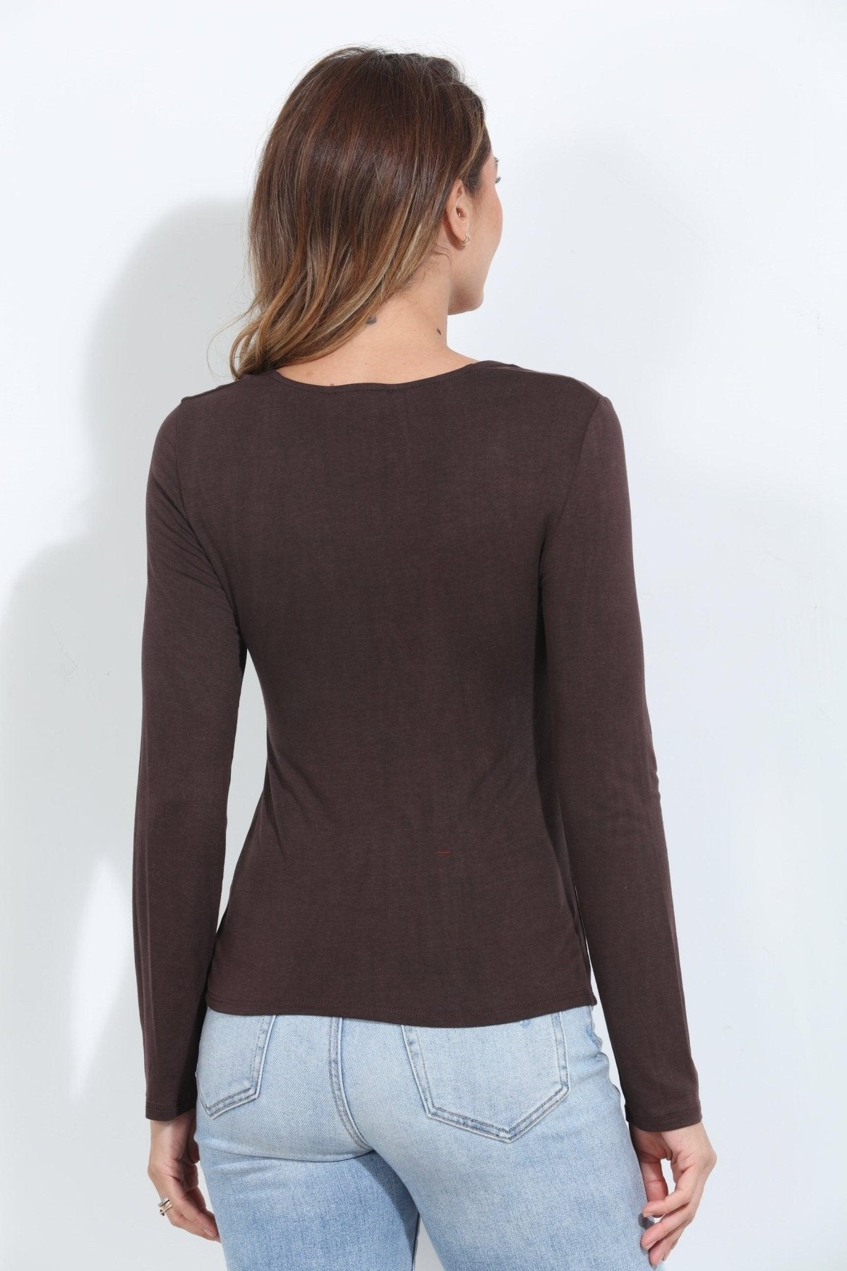 Kaylee Square Neck Tee- Brown-FINAL SALE