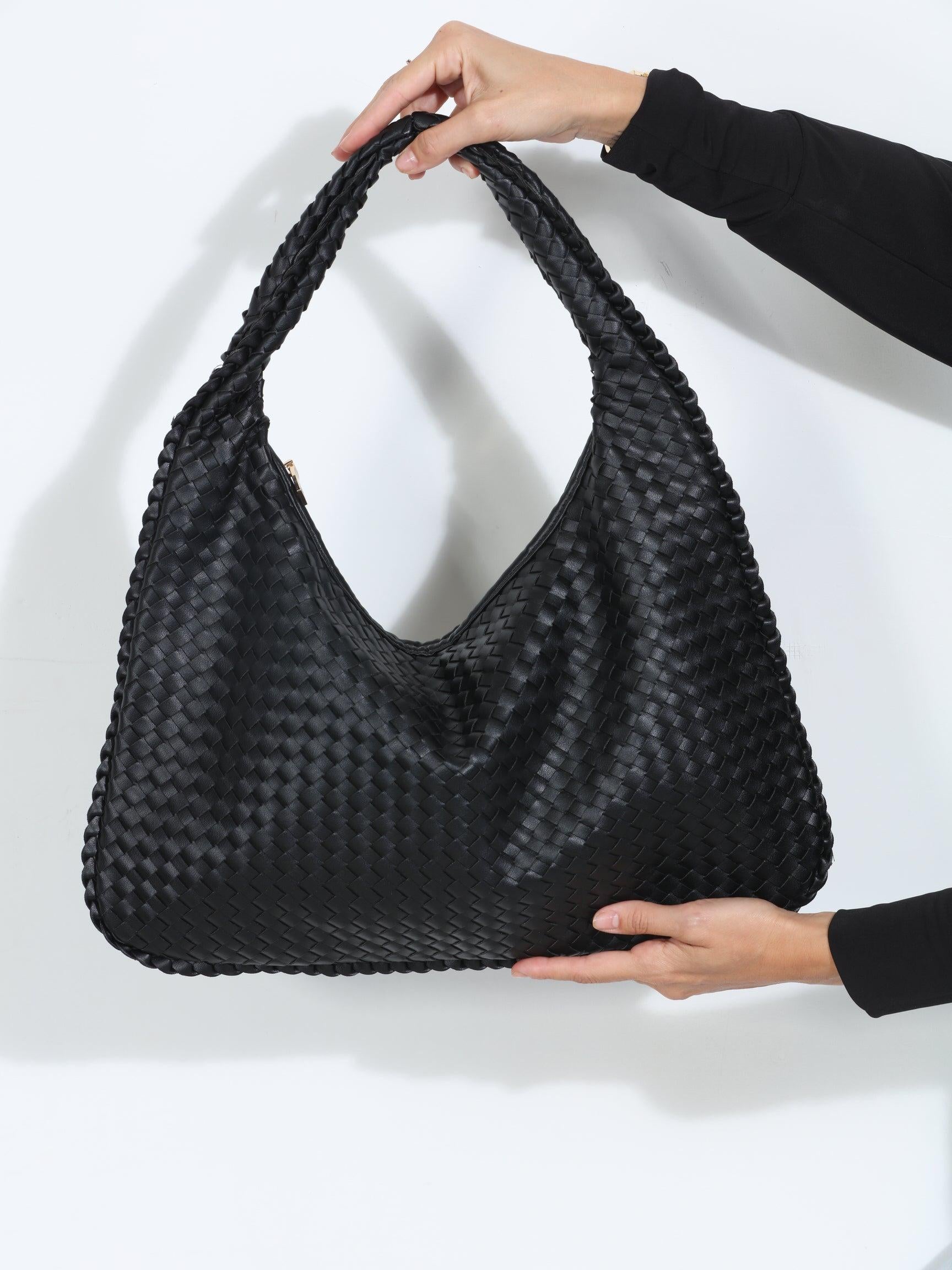 Black Woven Shoulder Purse